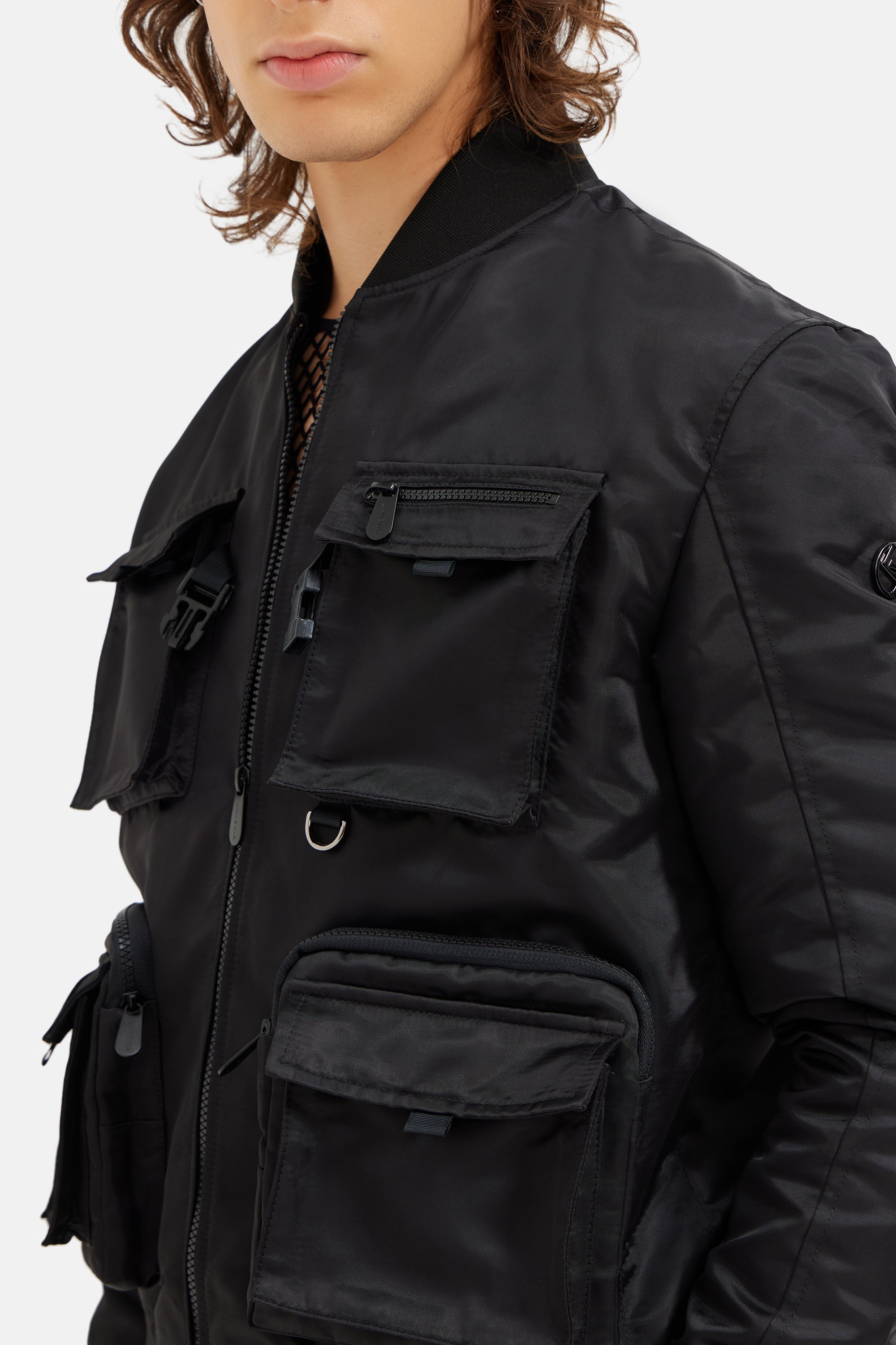 Amare - Utility Nylon Bomber Jacket - Black