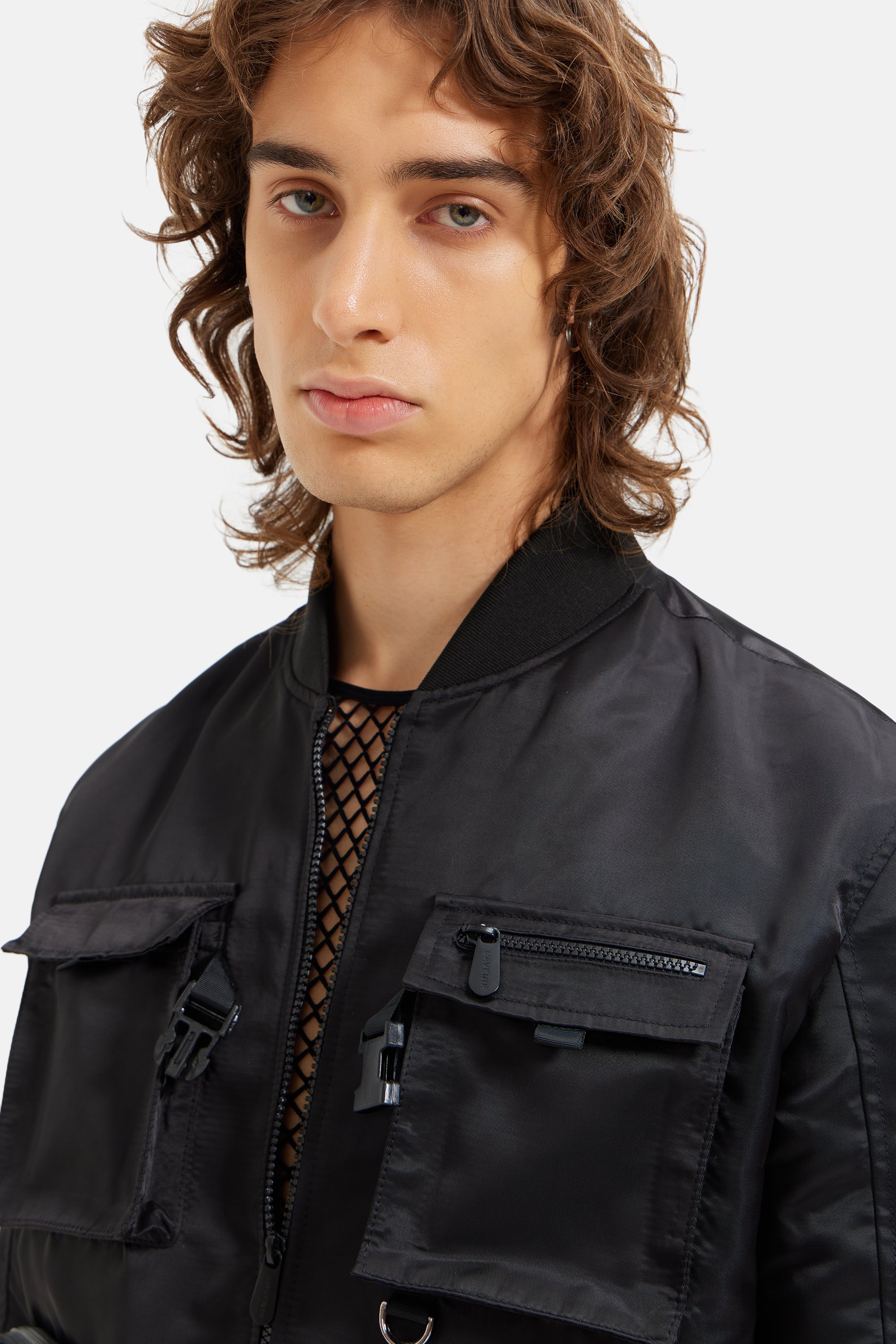 Amare - Utility Nylon Bomber Jacket - Black