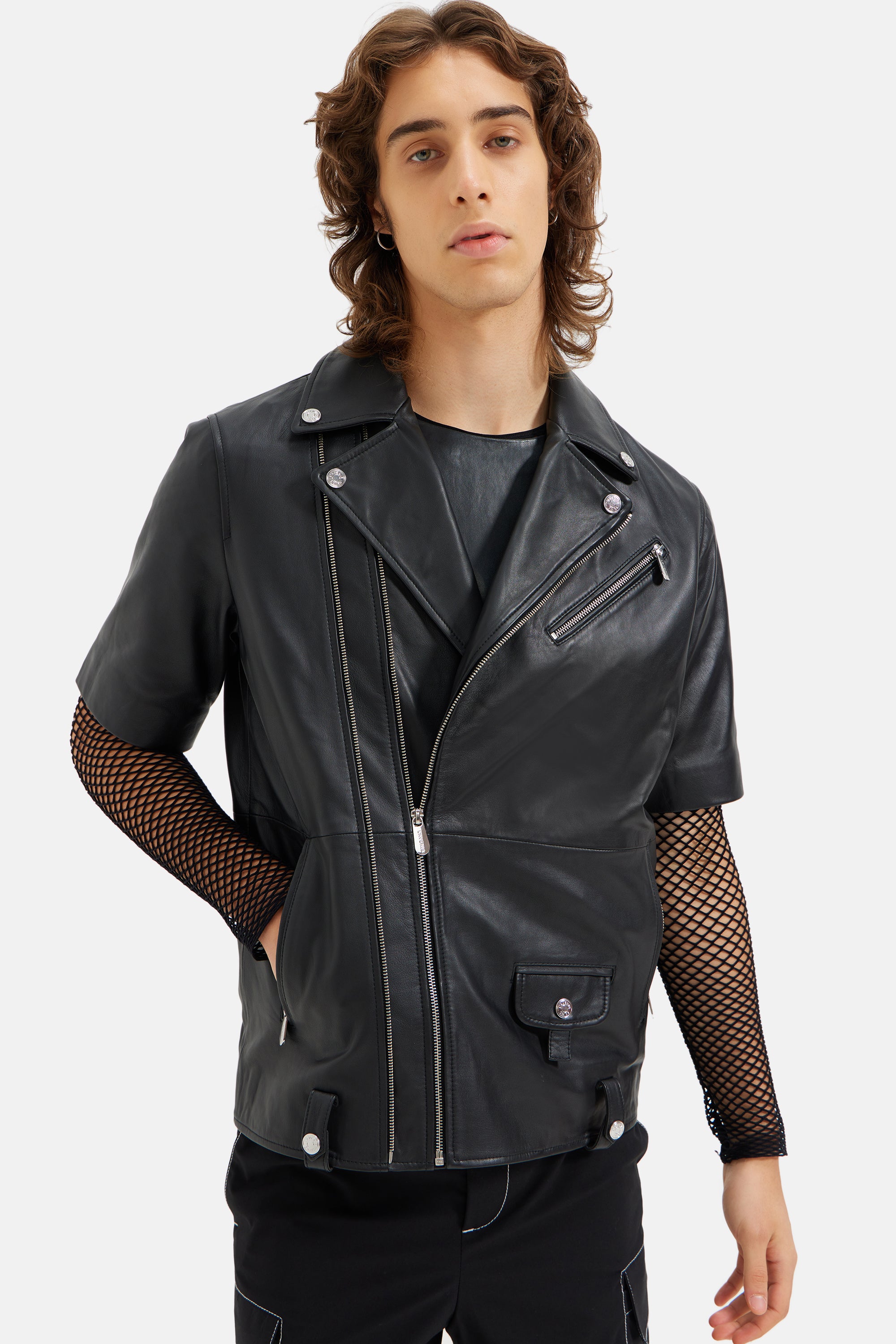 Ace - Leather Racer Vest - Black