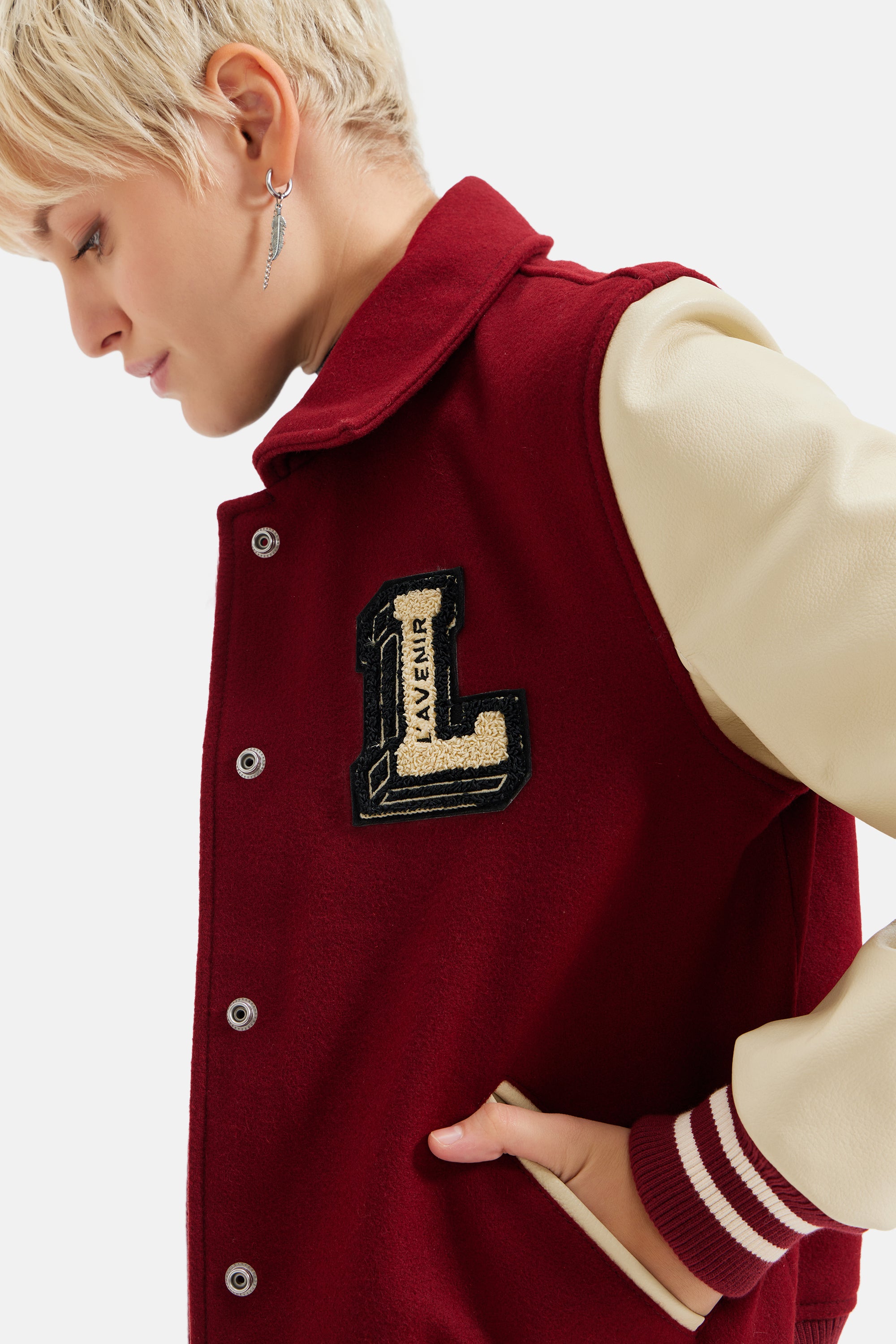 Blaze - L'avenir Teddy Jacket - Burgundy & Off White