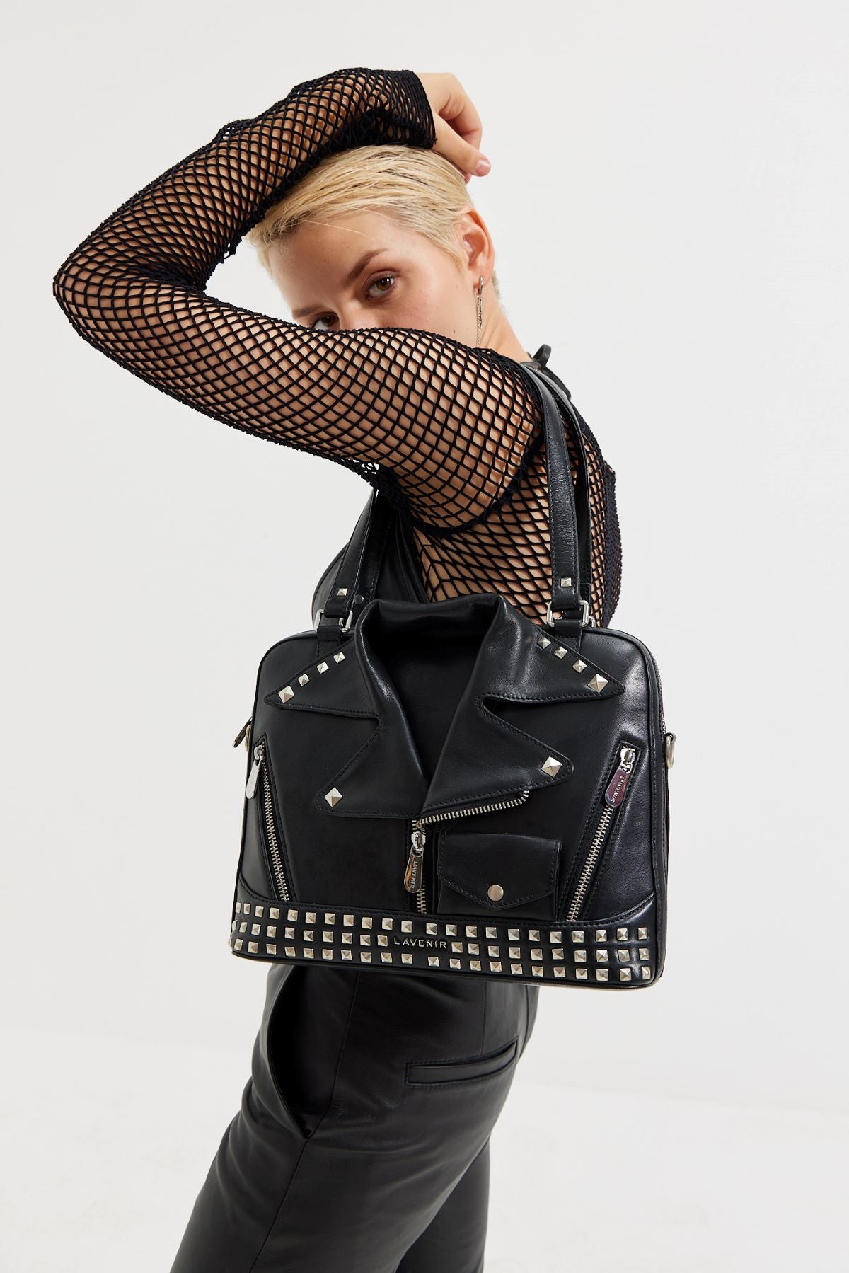 Maxine - Biker Jacket Hand Bag - Black