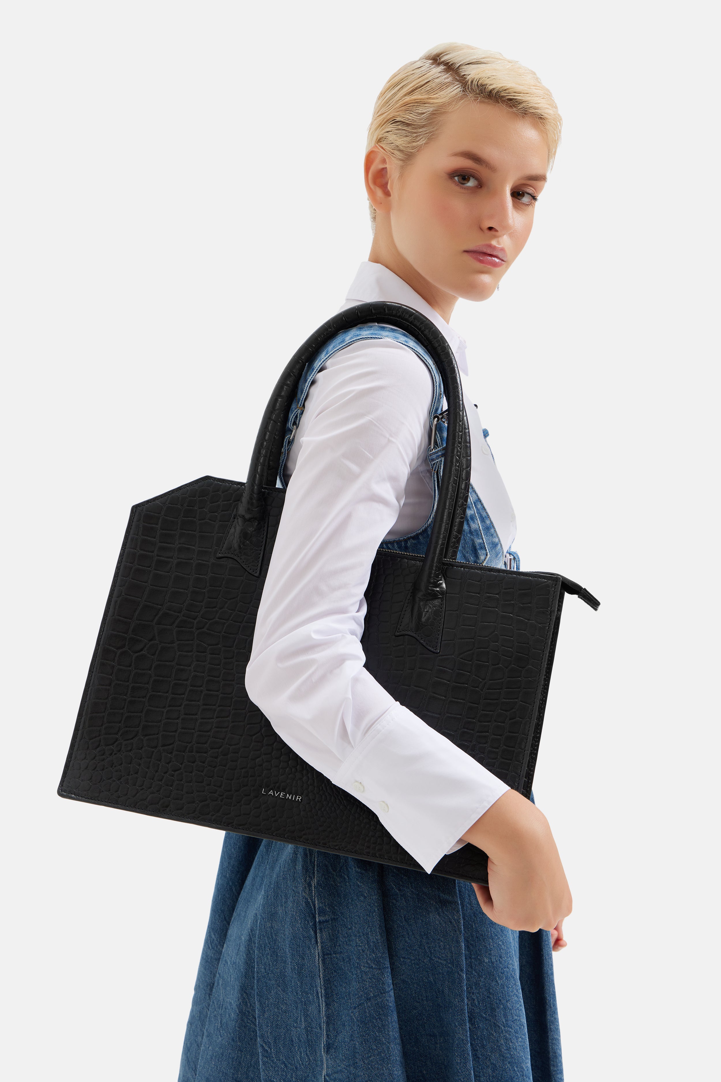 Wictoria - Tote Bag -Croco Black