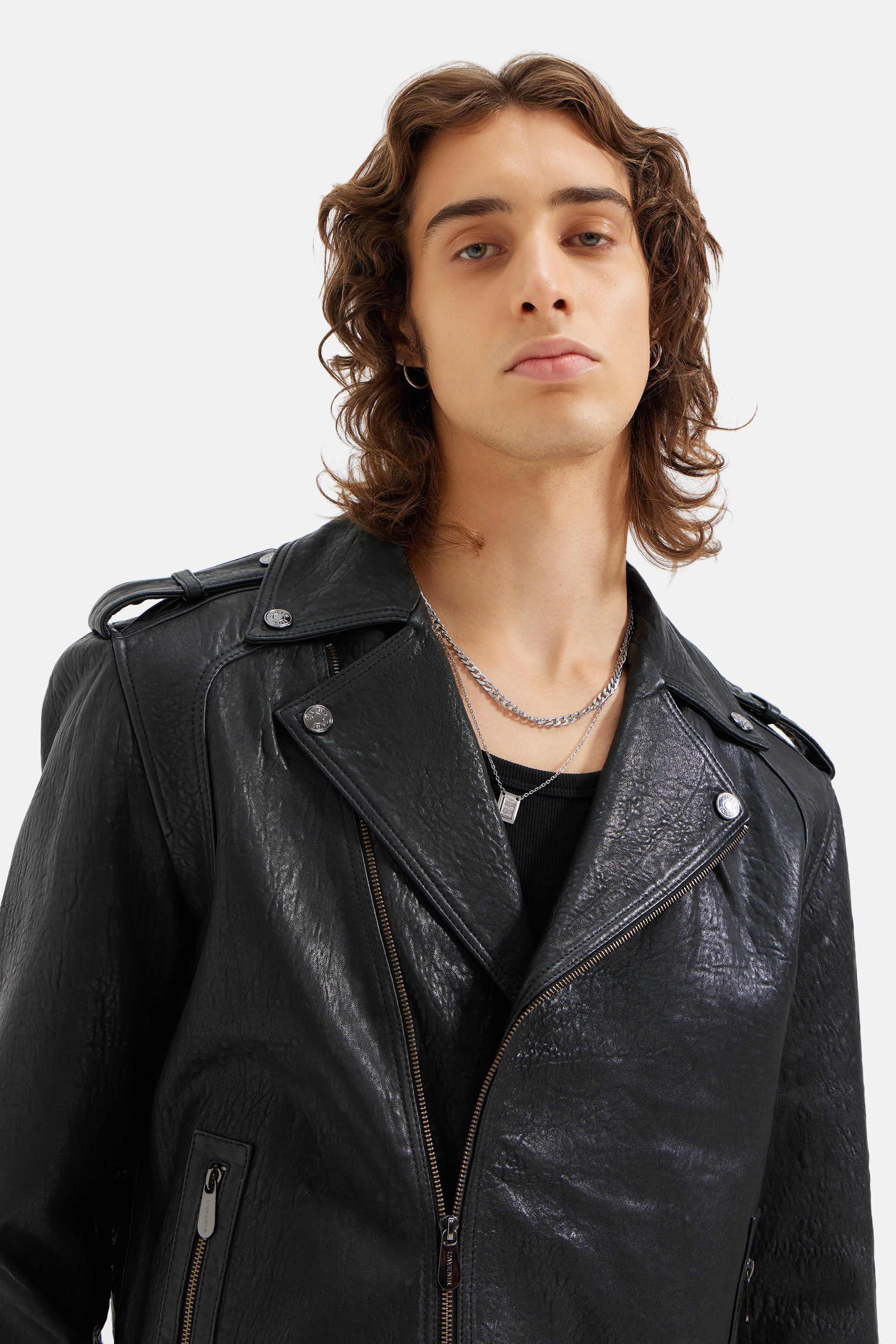 Klas - Leather Biker Jacket - Black