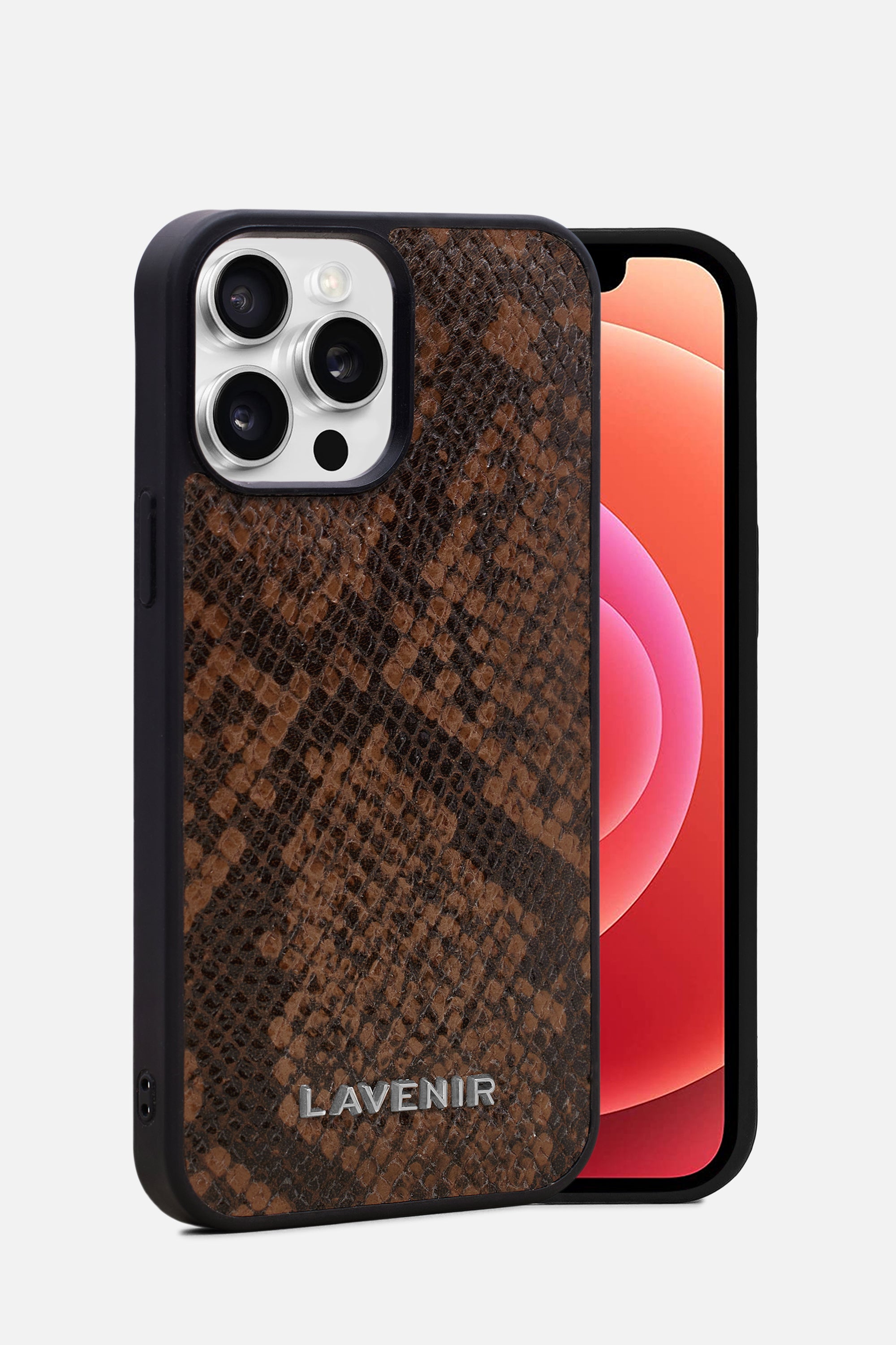 Iphone Case - Snake Embossed - Cadbury Brown