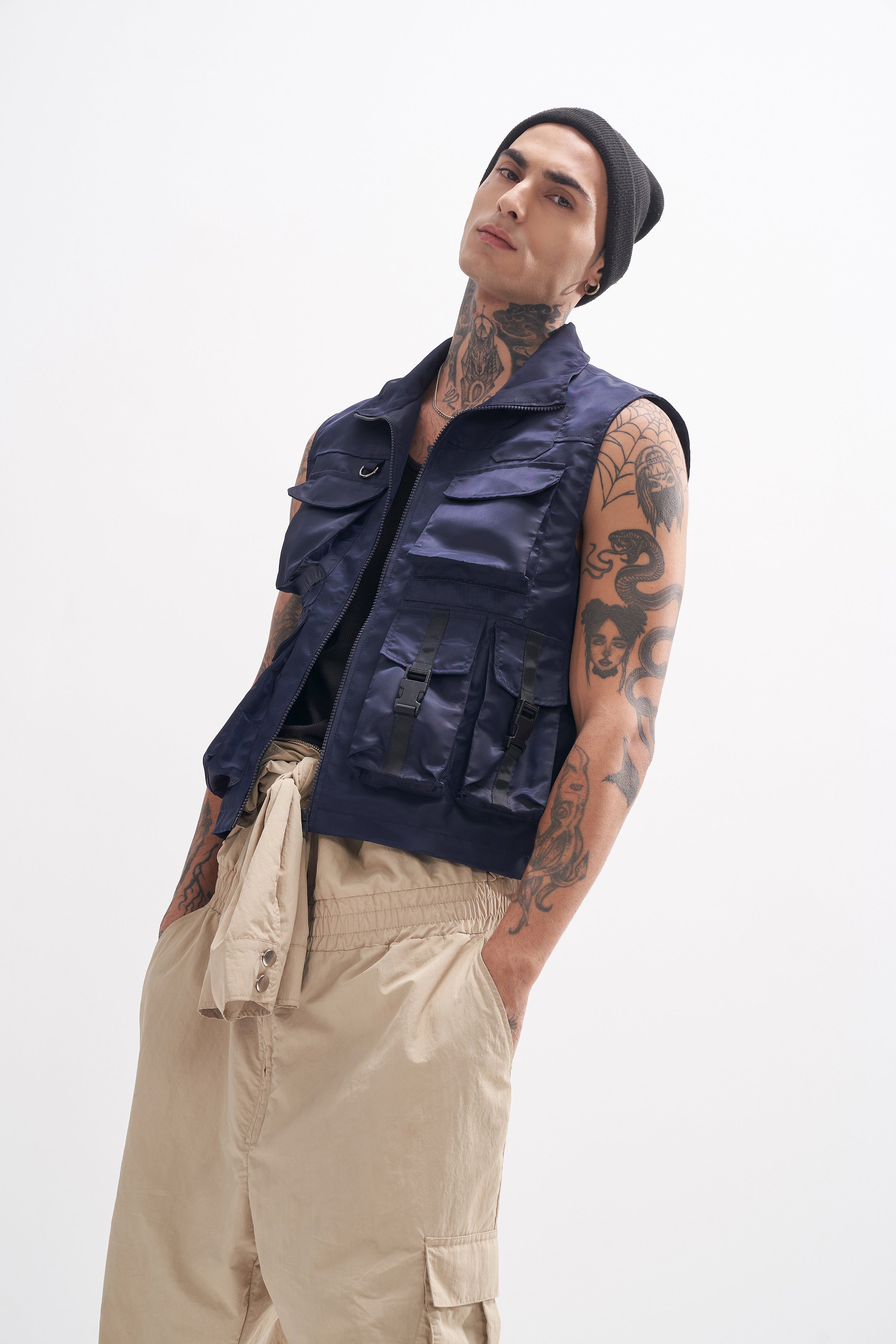 Clyde - Nylon Utility Gilet - Navy