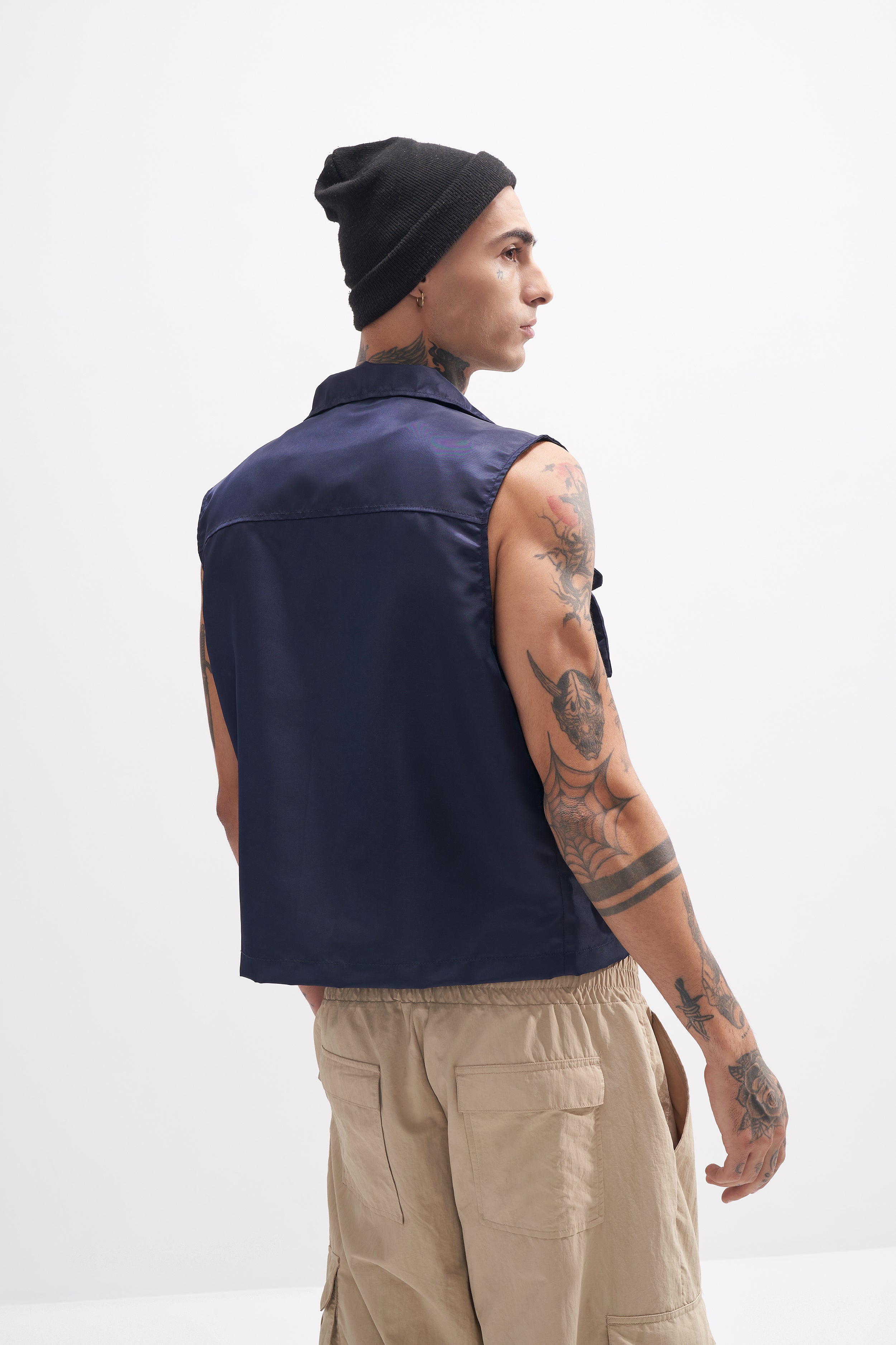 Clyde - Nylon Utility Gilet - Navy