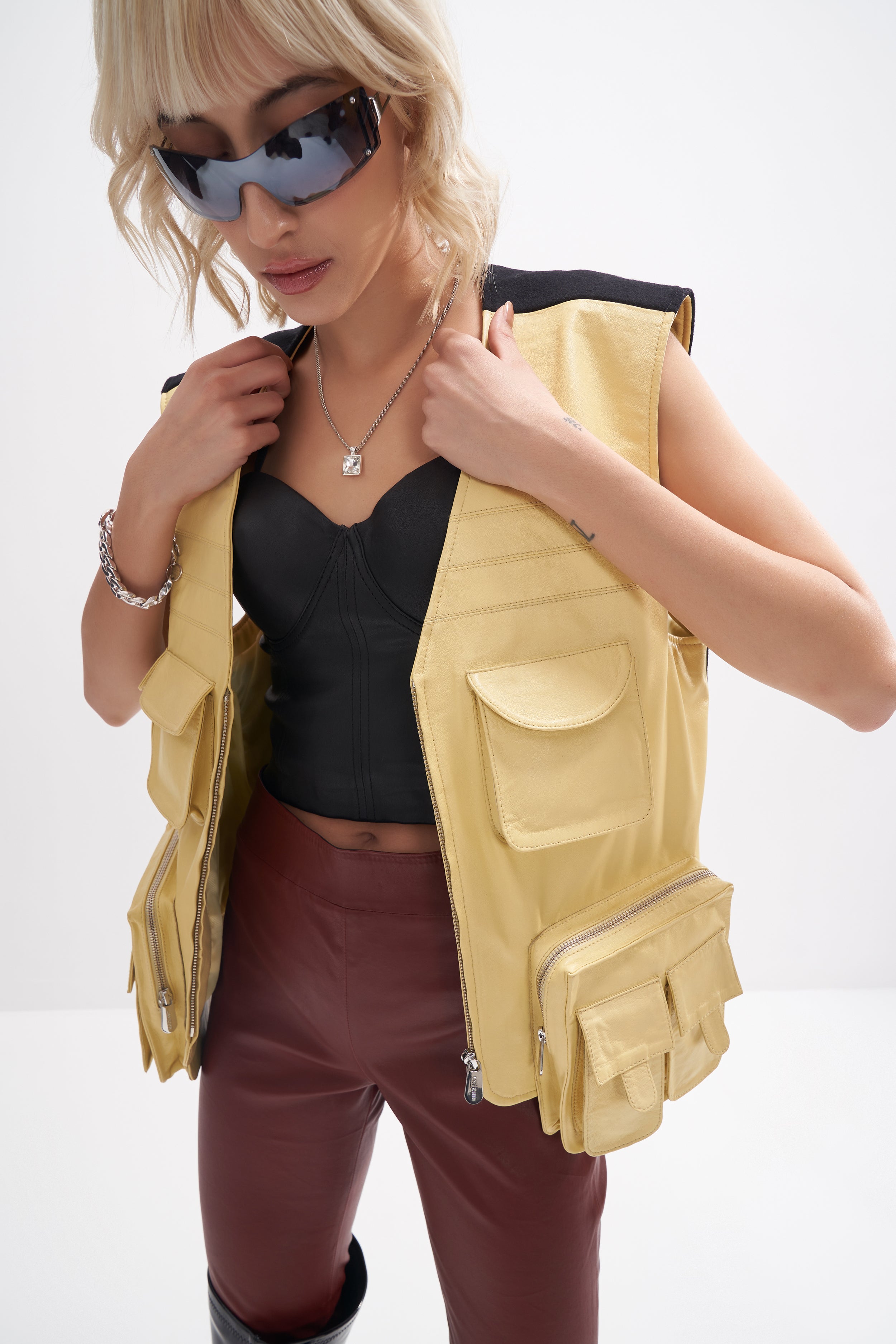 Rasmus - Unisex Technical Leather Gilet - Yellow/Black