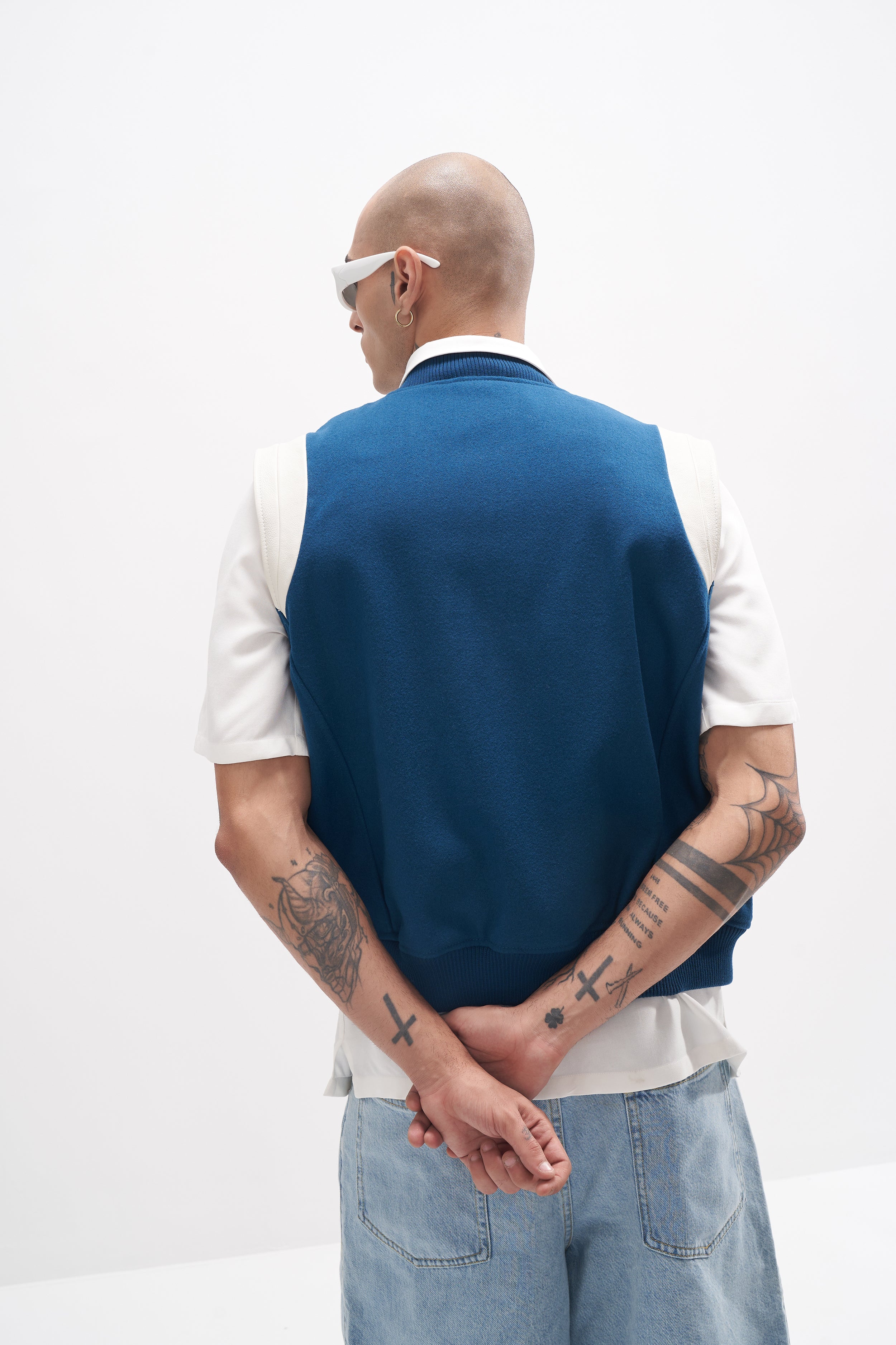 Joro - Unisex Varsity Gilet - Duck Blue / Off-White