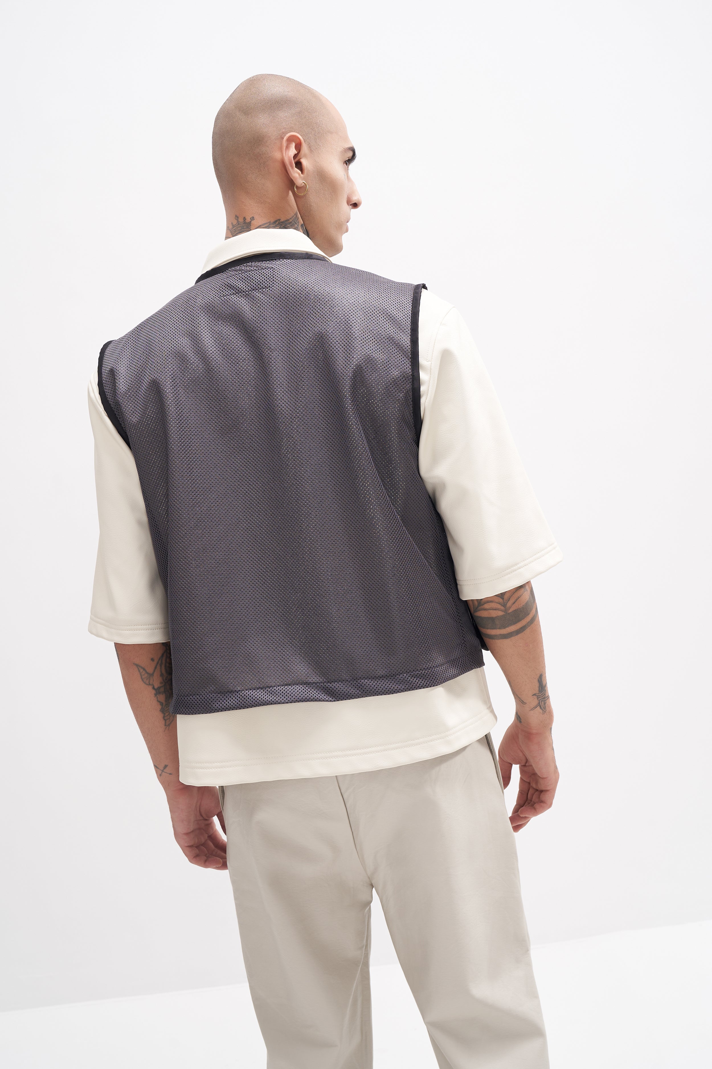 Uno - Unisex Mesh Nylon Utility Gilet - Grey and Black