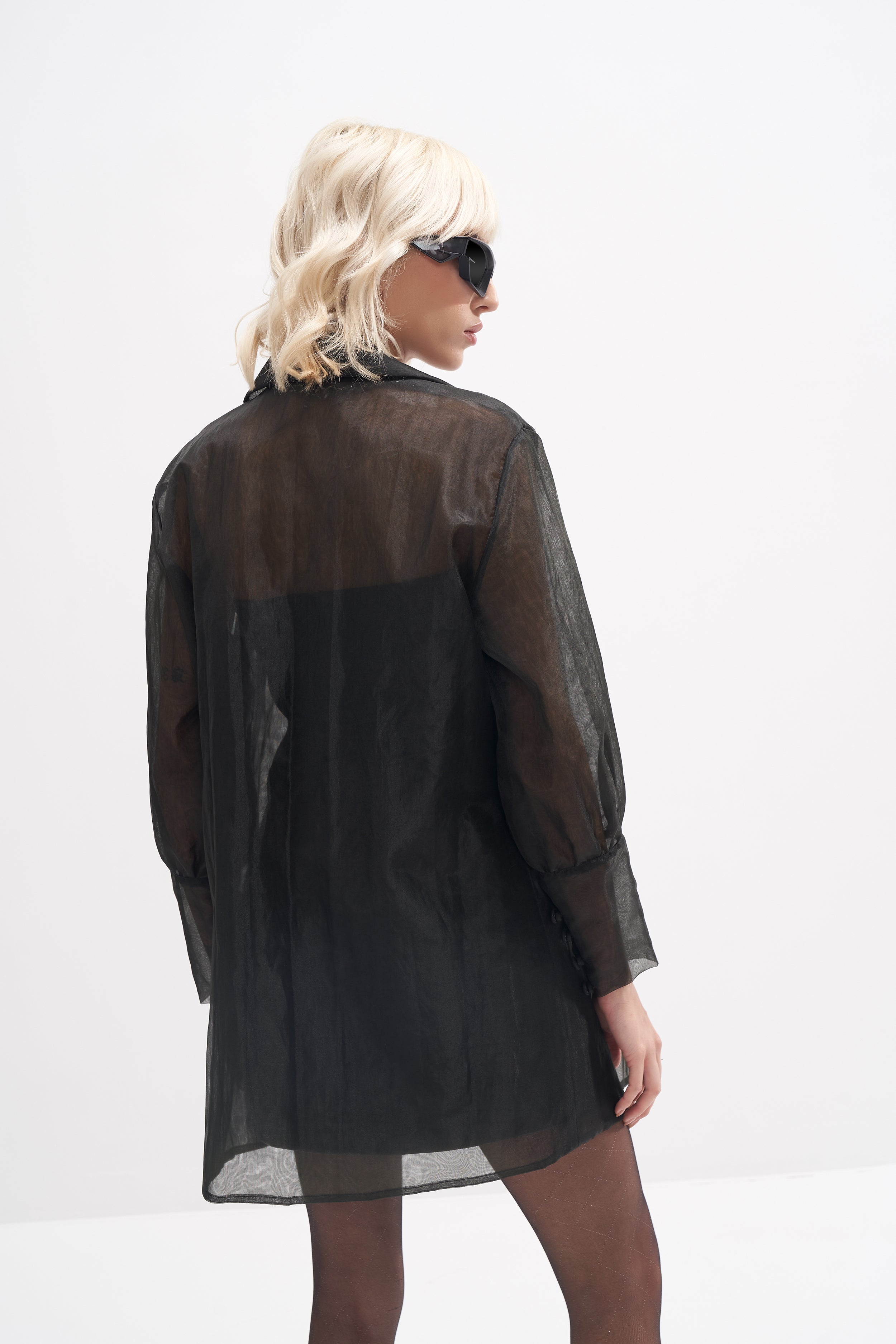 Naila Wrap Dress - Organza - Black