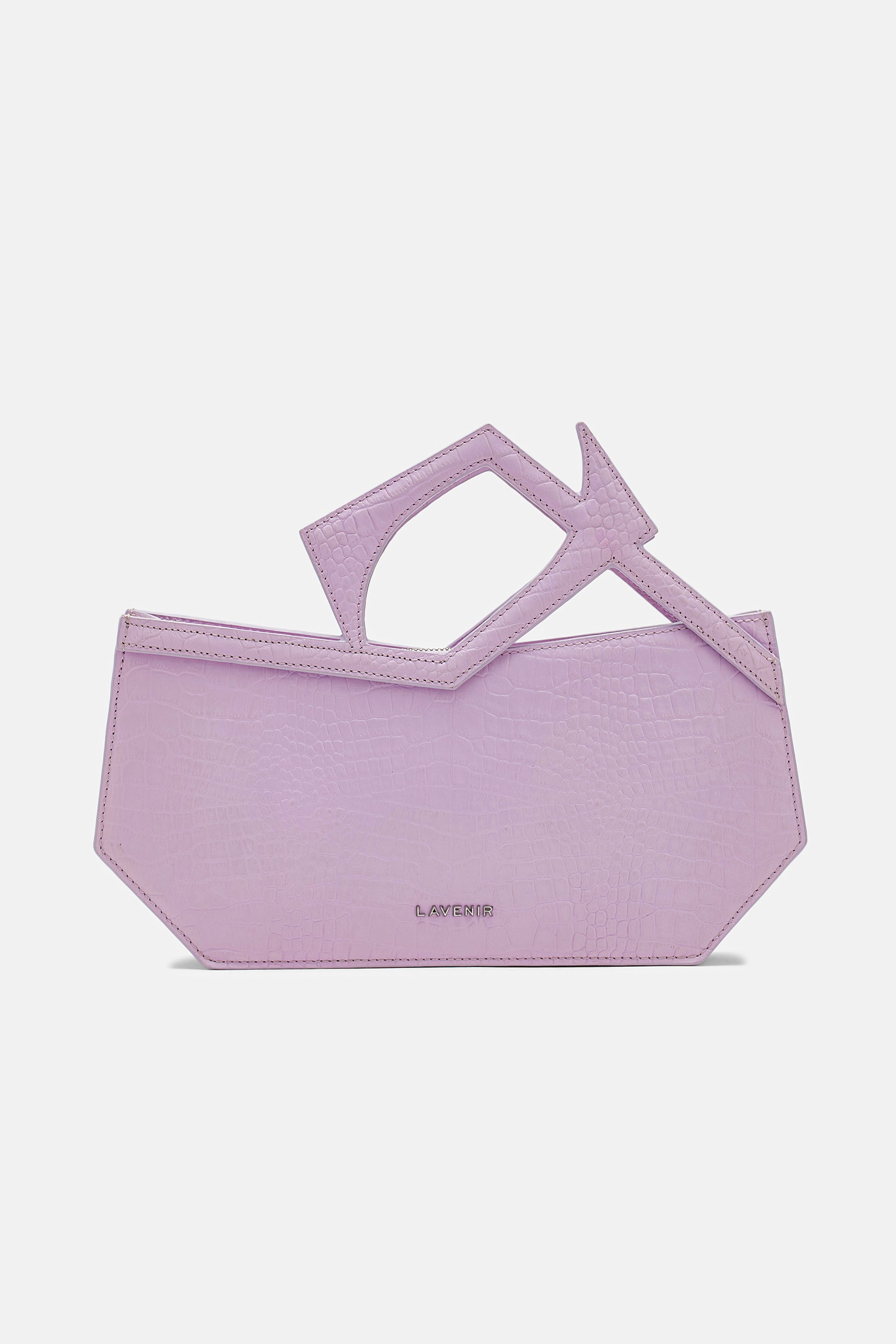 Abigail - Asymmetric Hand Bag - Lilac Croco