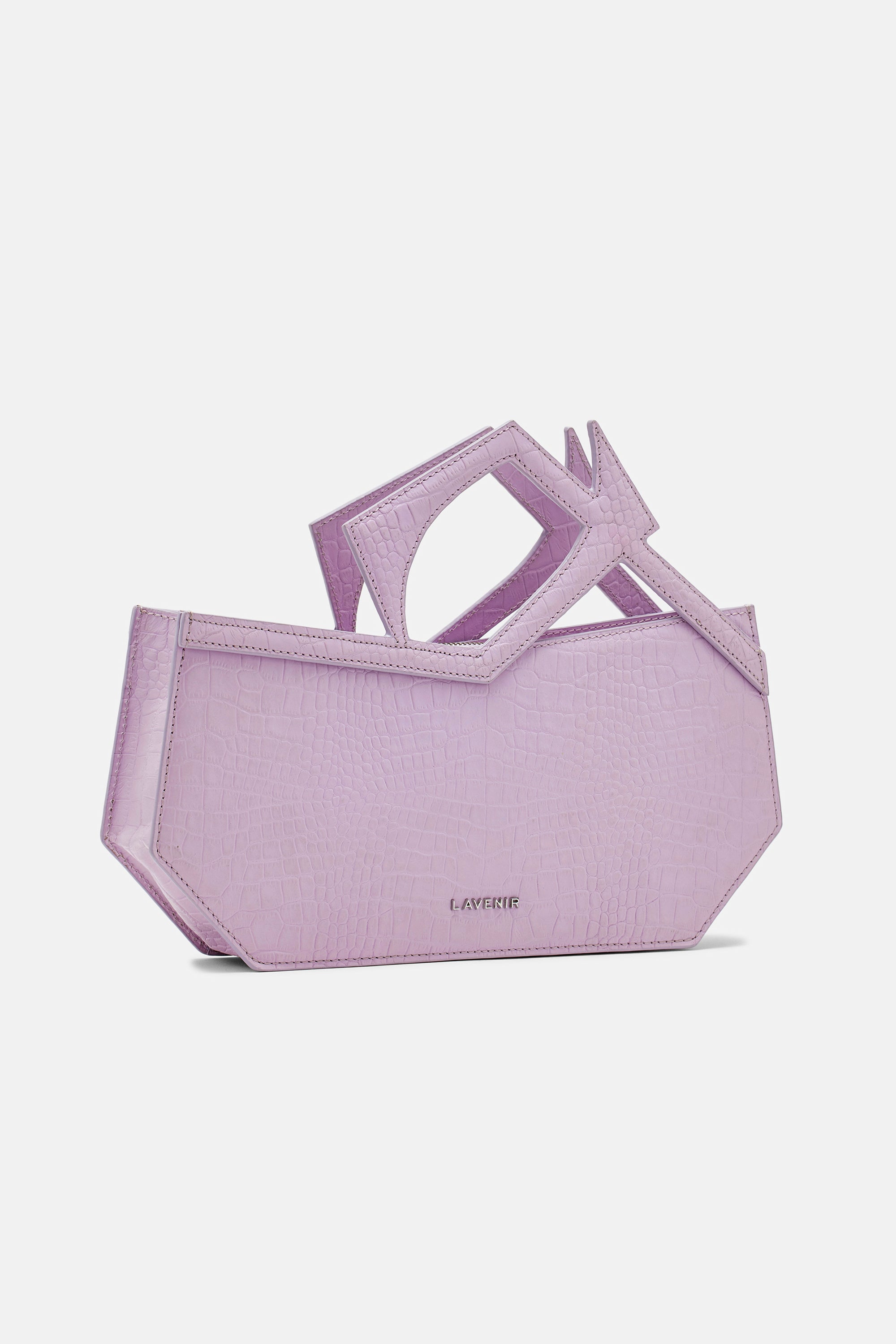 Abigail - Asymmetric Hand Bag - Lilac Croco