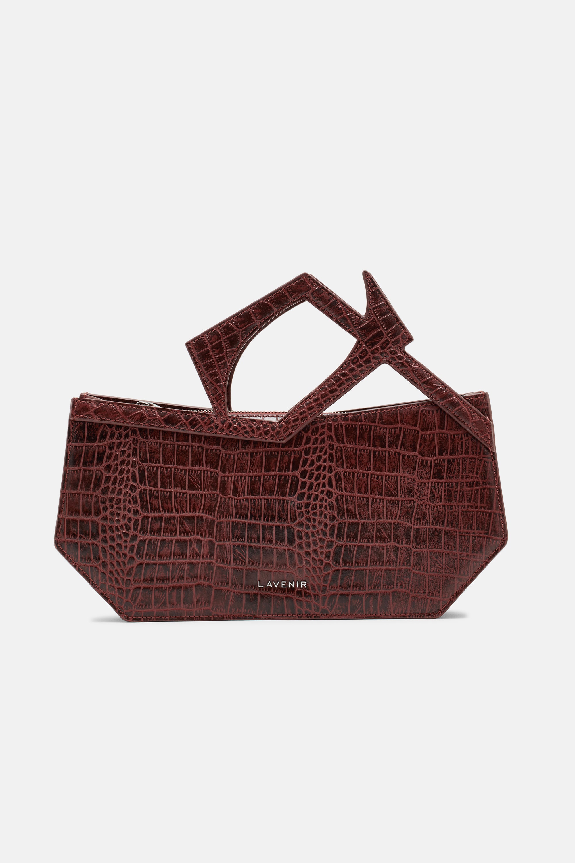 Abigail - Asymmetric Hand Bag - Croco Red Potting Soil