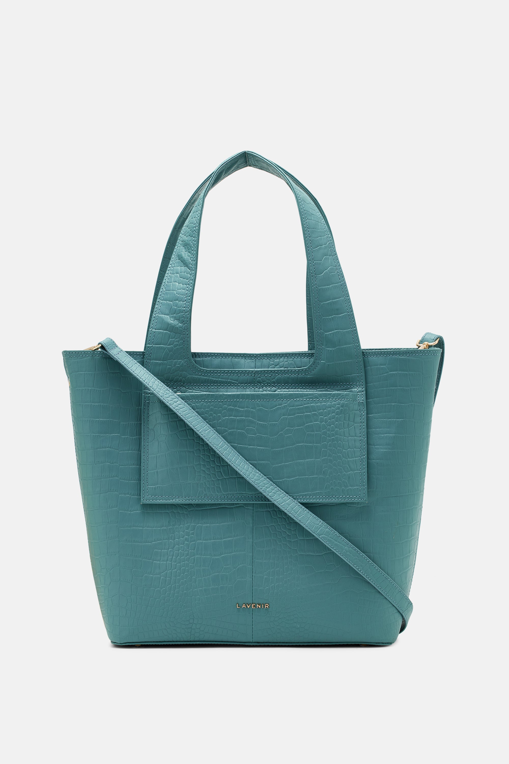 Barbara - Travel Tote Bag - Croco Bondi Blue