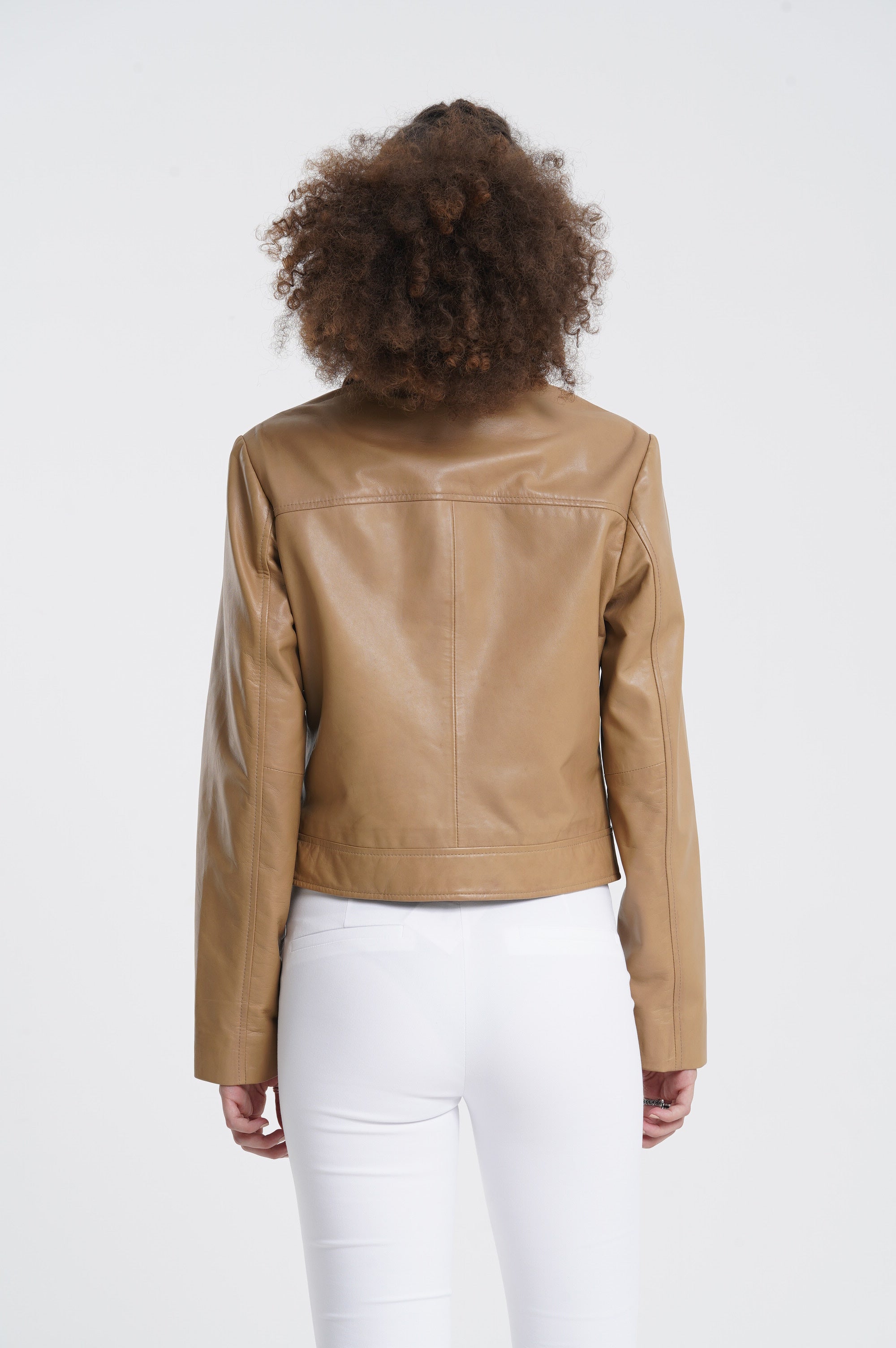 Elora - Leather Jacket - Sand