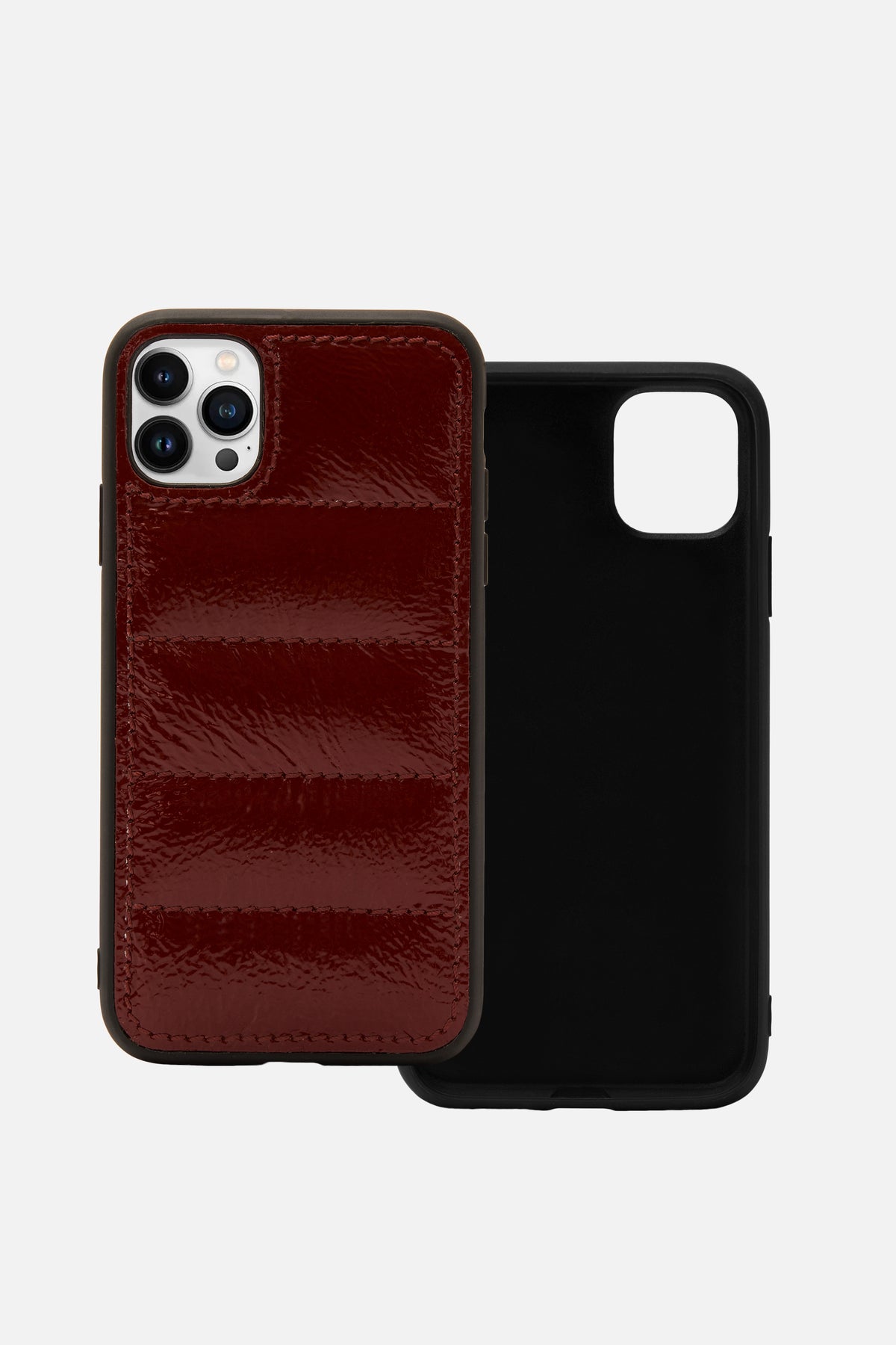 iPhone Puffer Case - Quilted - Red Patent Metallic