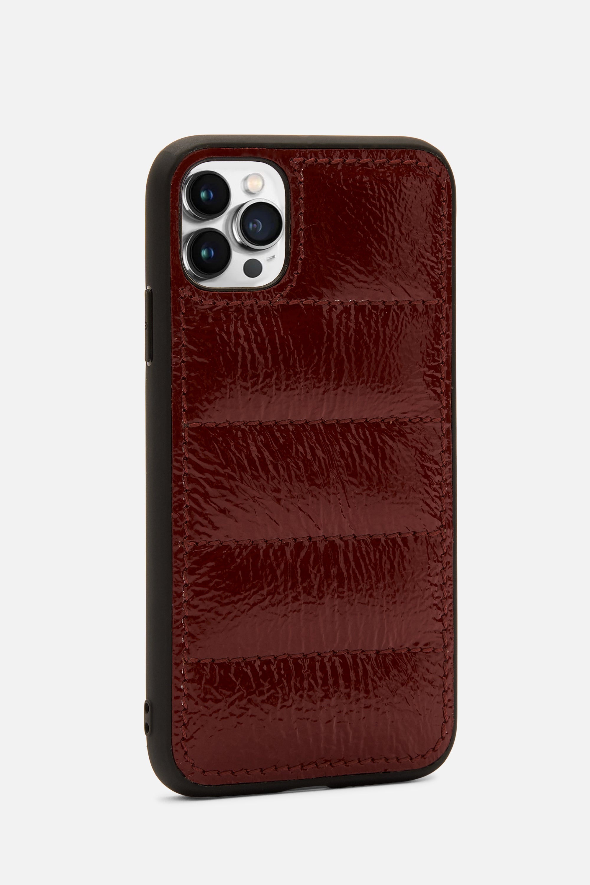 iPhone Puffer Case - Quilted - Red Patent Metallic