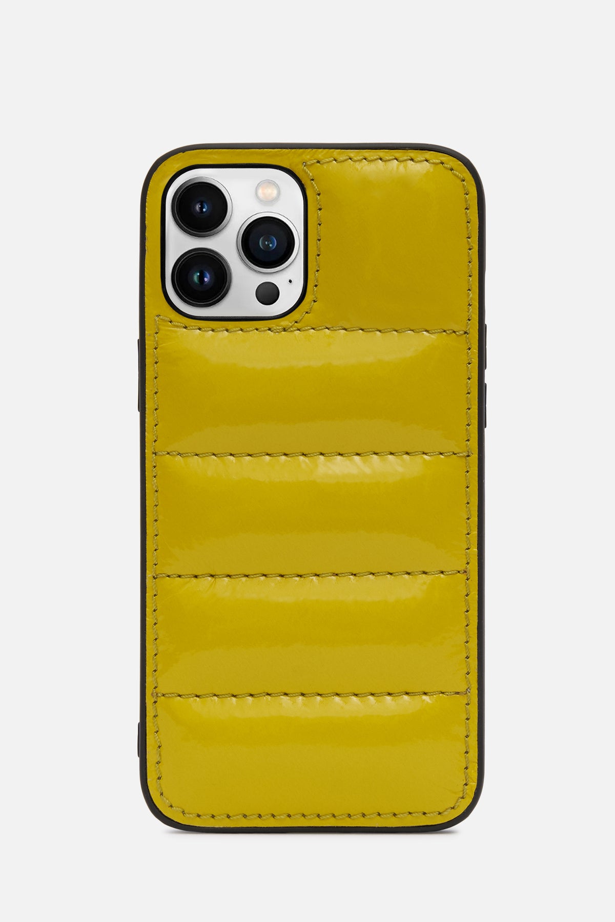 iPhone Puffer Case - Quilted - Snapchat Yellow Patent