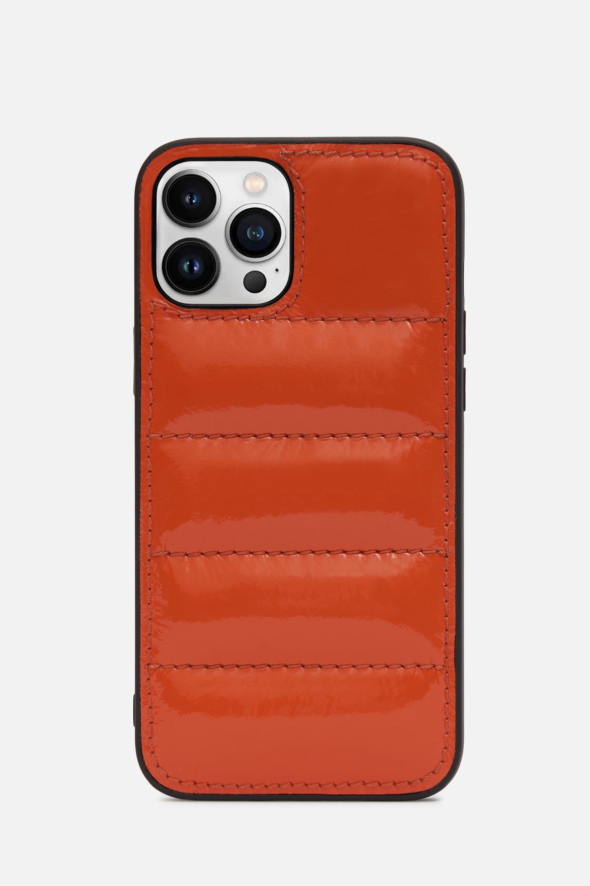 iPhone Puffer Case - Quilted - International Orange Patent