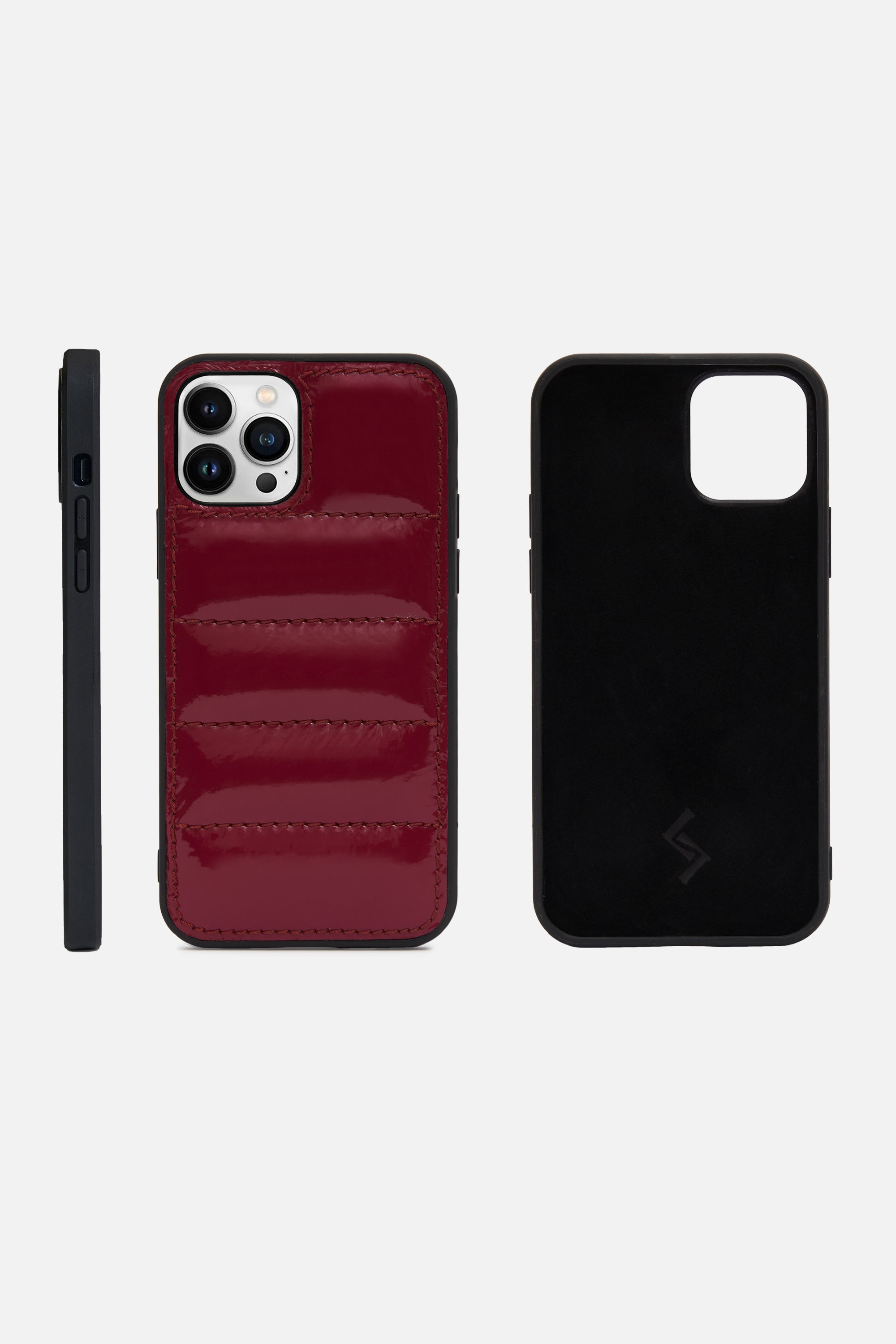 iPhone Puffer Case - Quilted - Sangria Red Patent