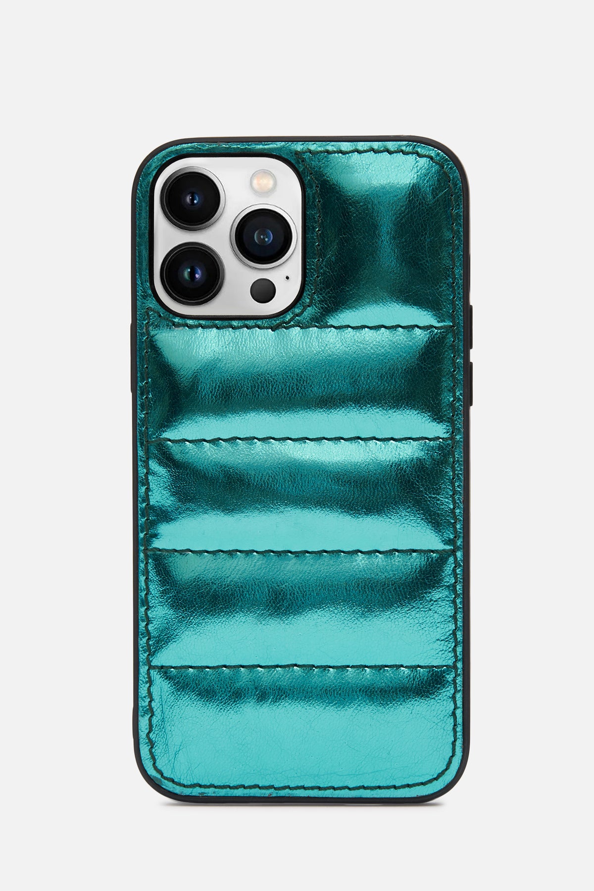 iPhone Puffer Case - Quilted - Groto Blue Metallic