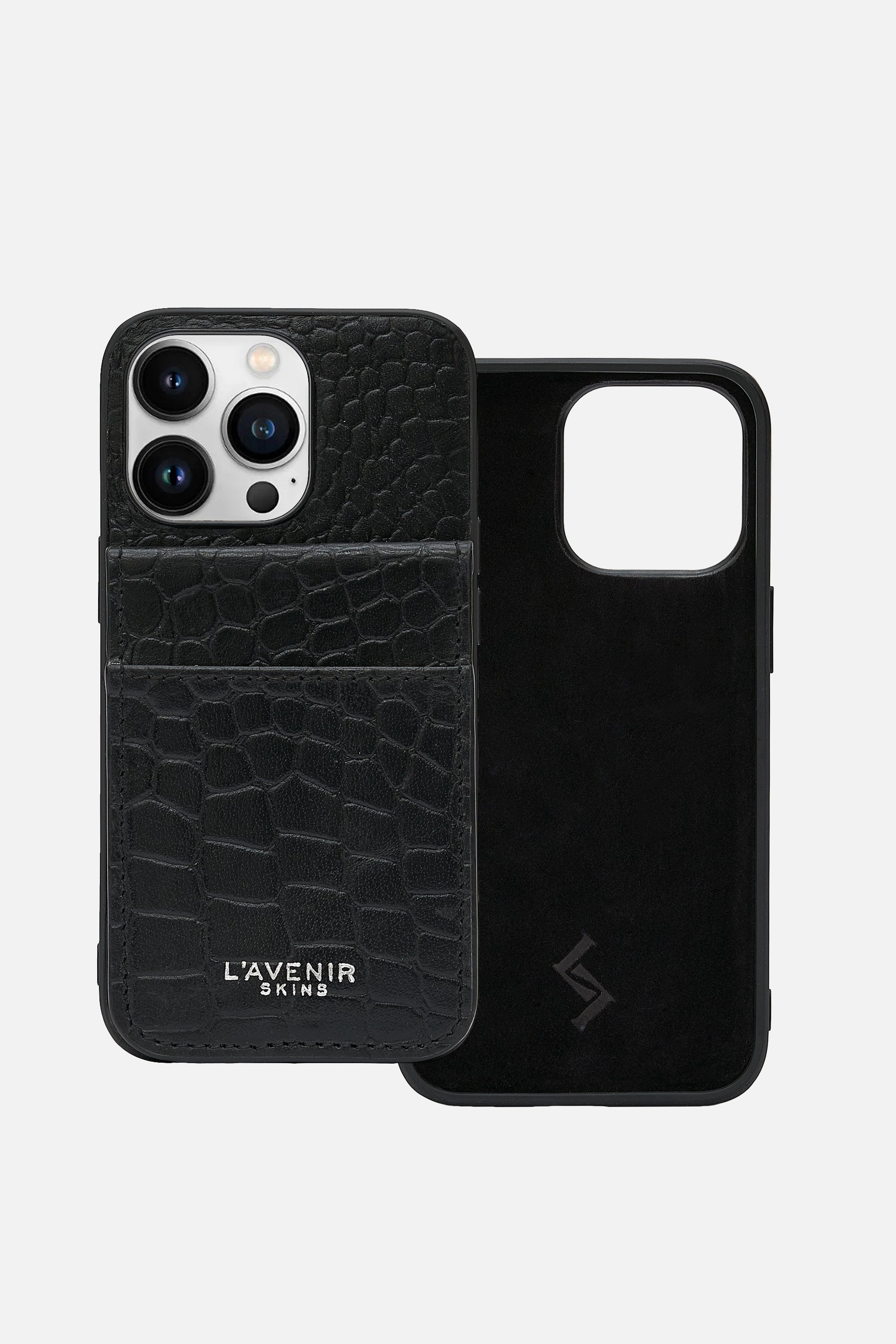 iPhone Wallet Case - Croco Black