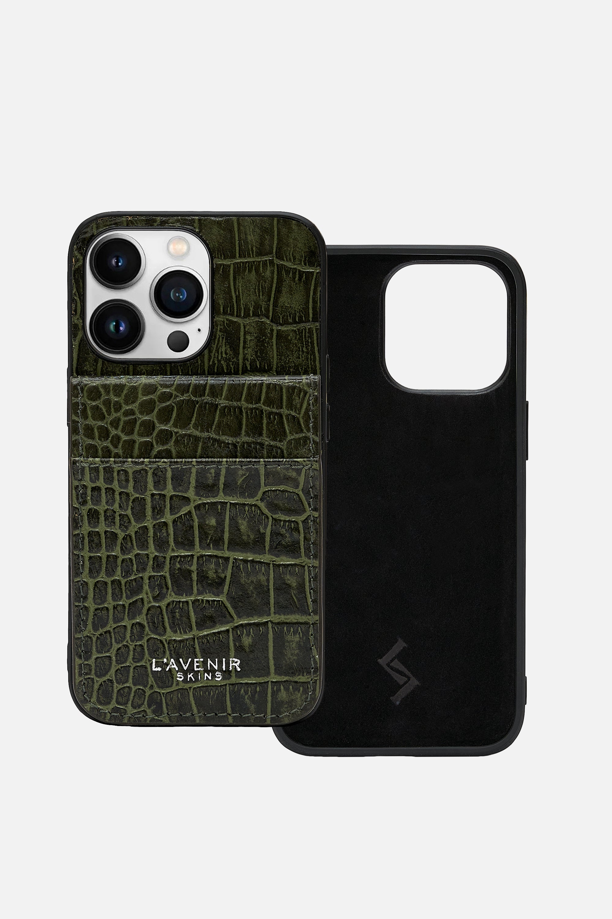 iPhone  Wallet Case - Croco Deep Lichen Green