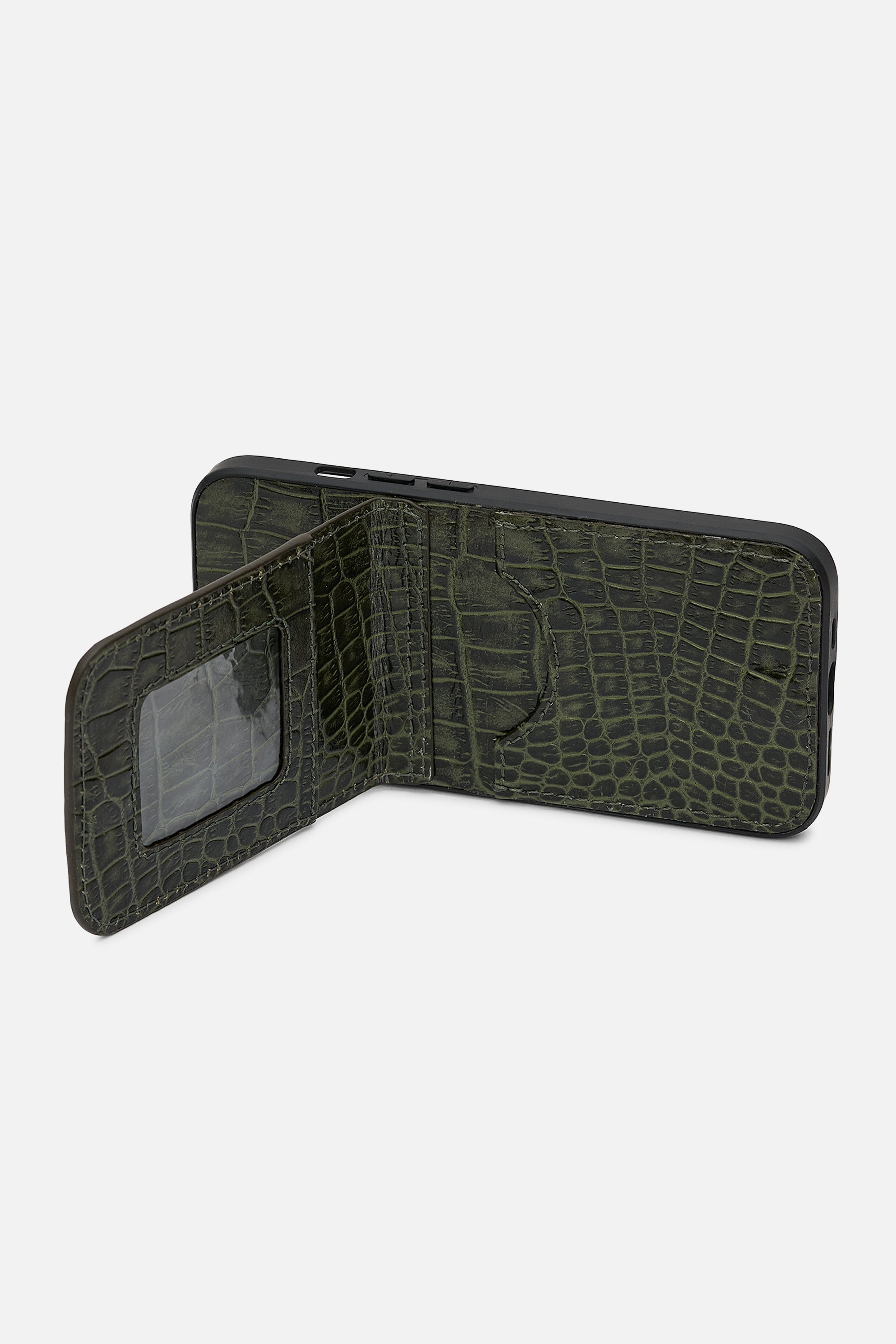 iPhone  Wallet Case - Croco Deep Lichen Green