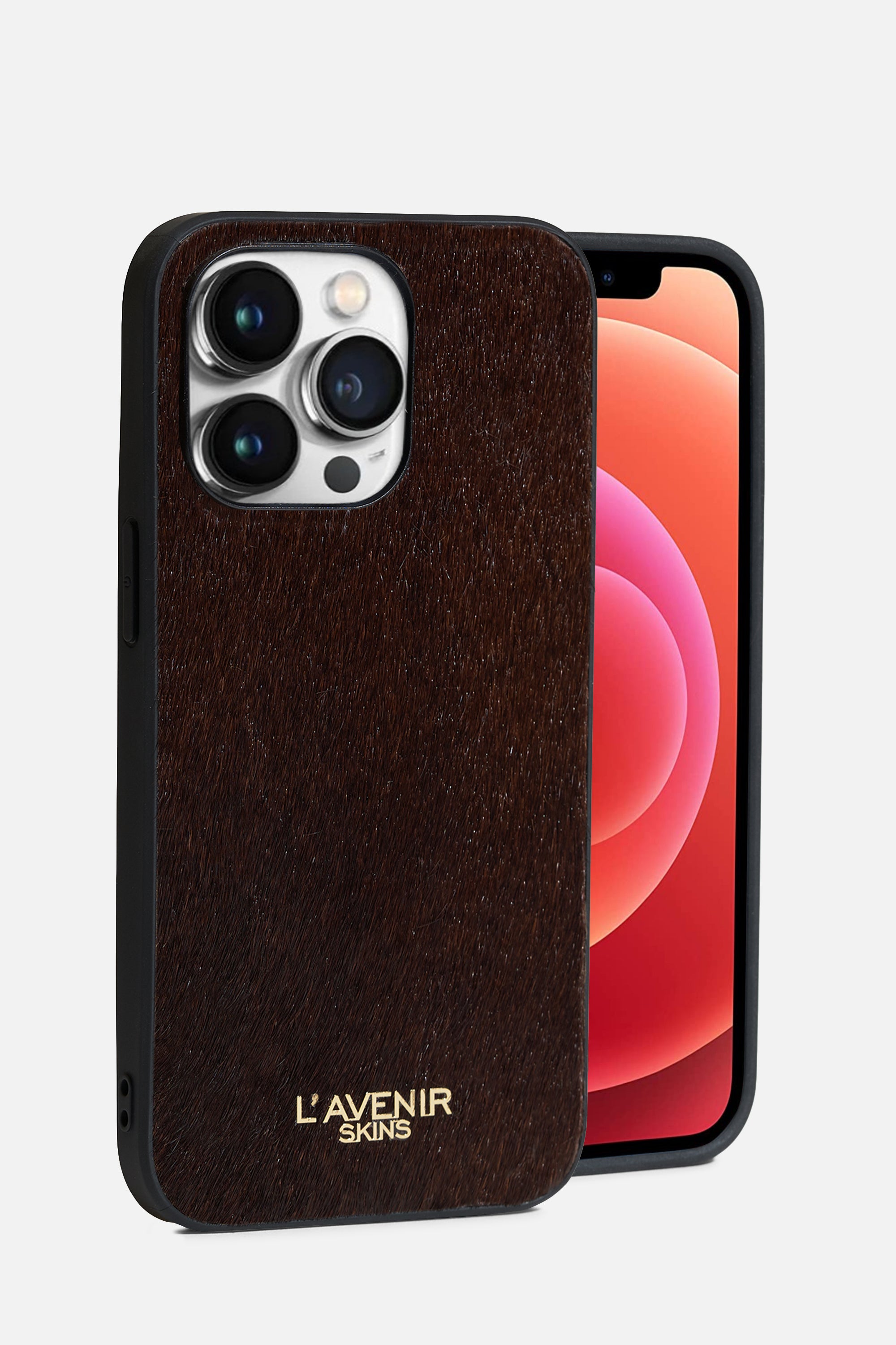 iPhone Case - Hair On Leather - Dark Brown