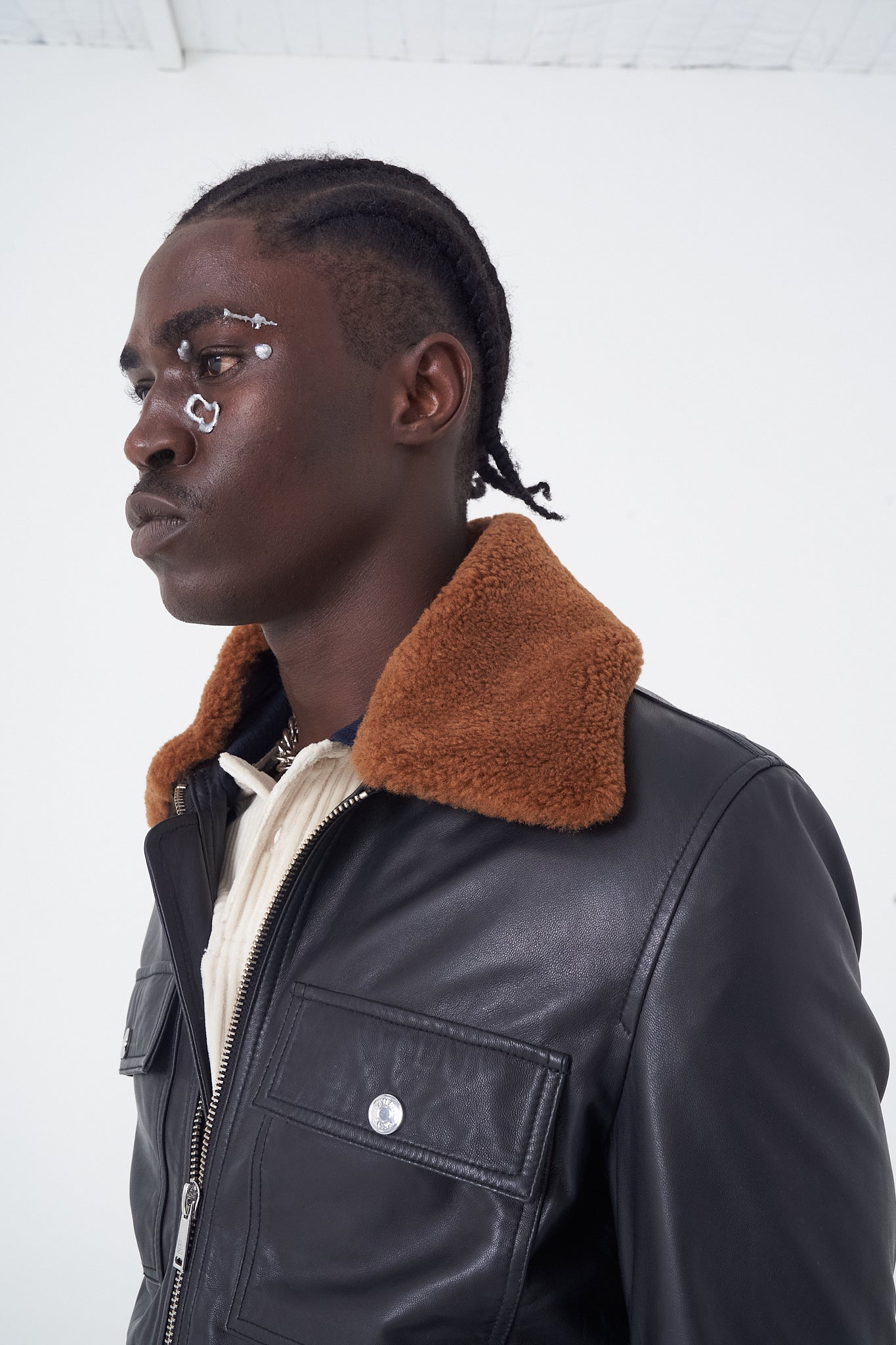 Juda - Bomber Leather Jacket - Whiskey Fur