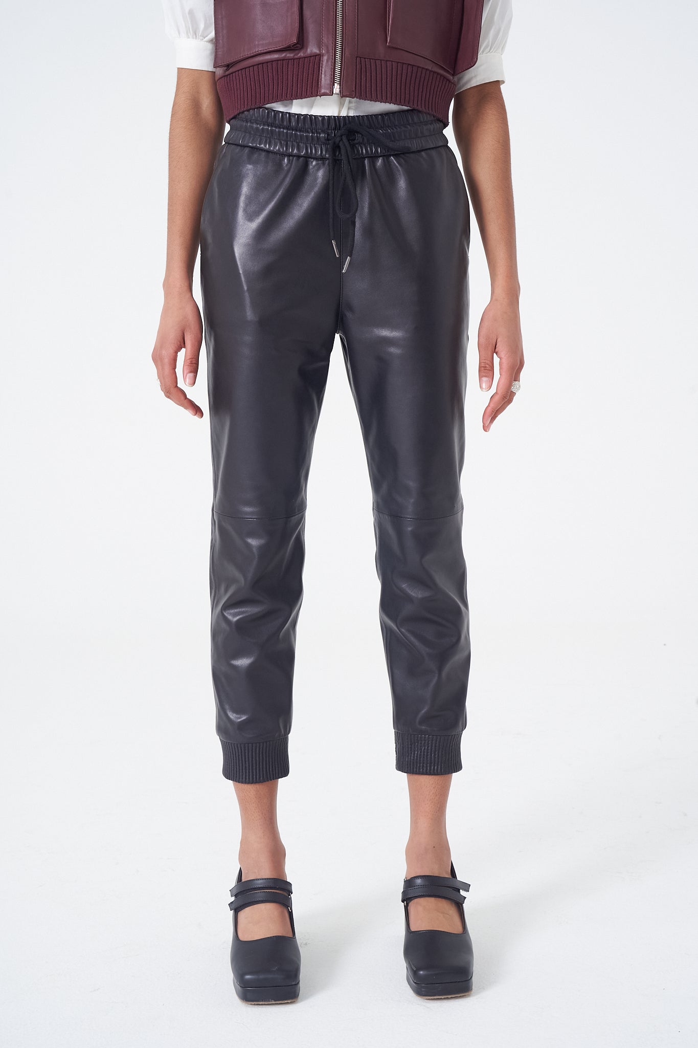 Paige leather joggers new arrivals