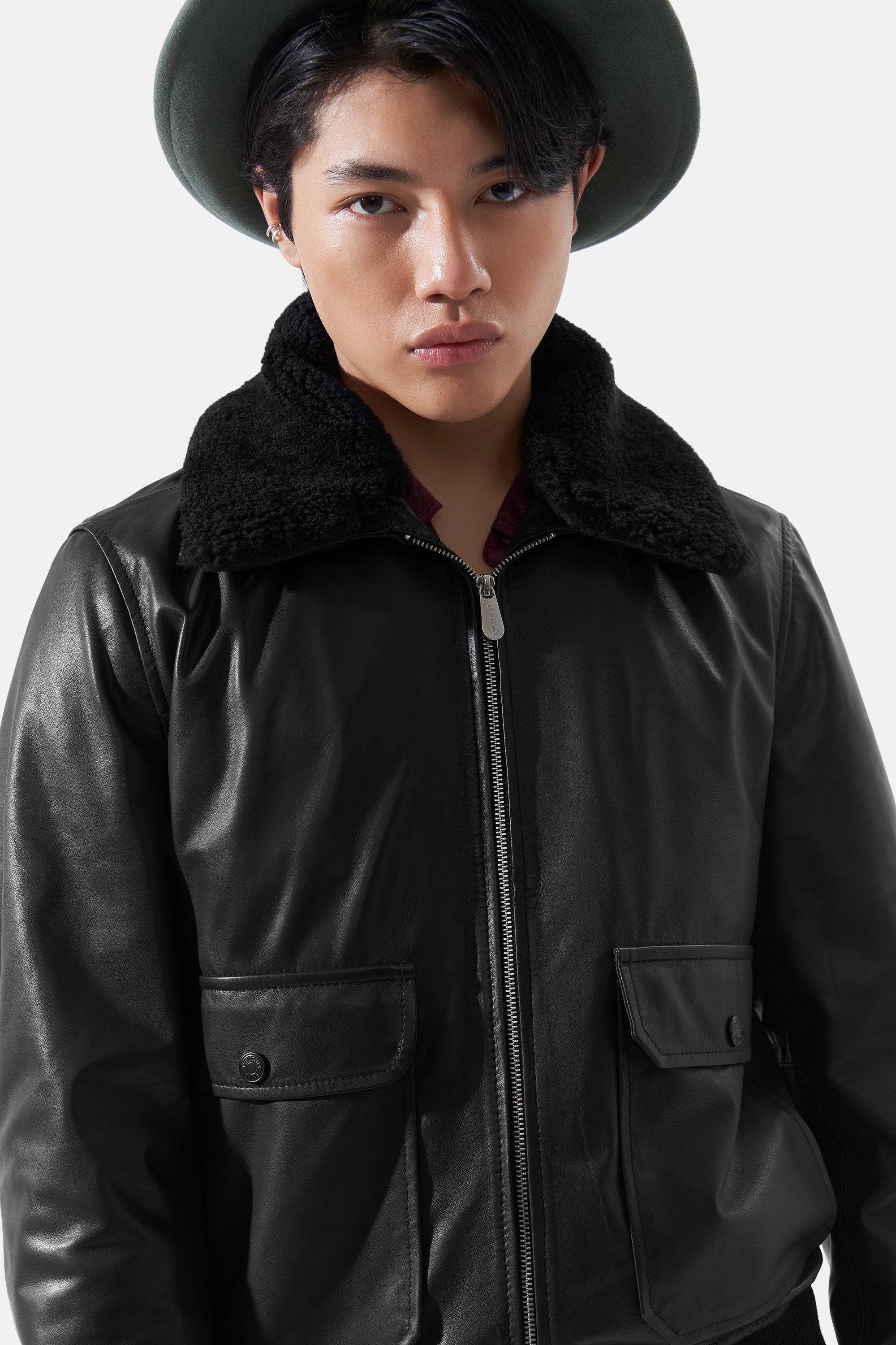 Hugo - Bomber Leather Jacket - Black