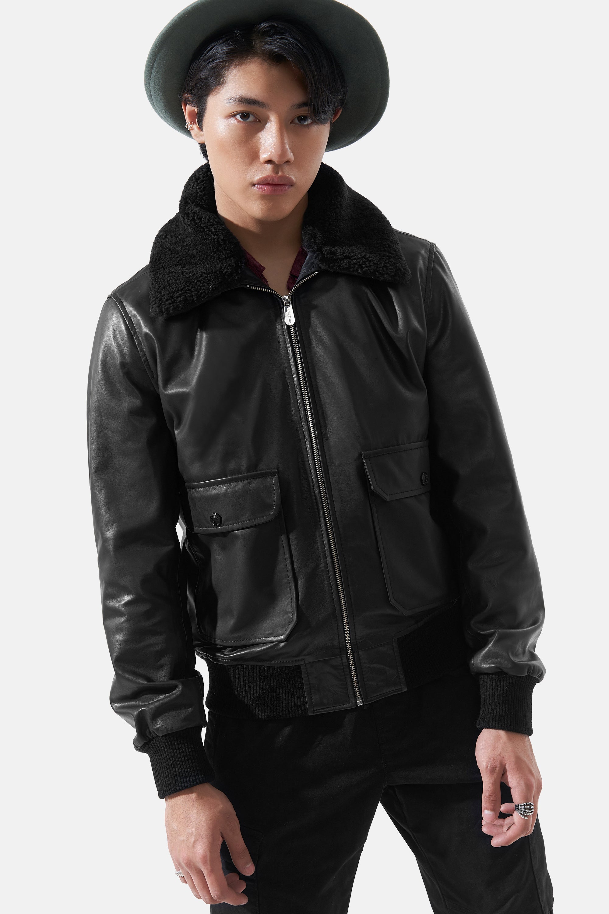 Hugo - Bomber Leather Jacket - Black