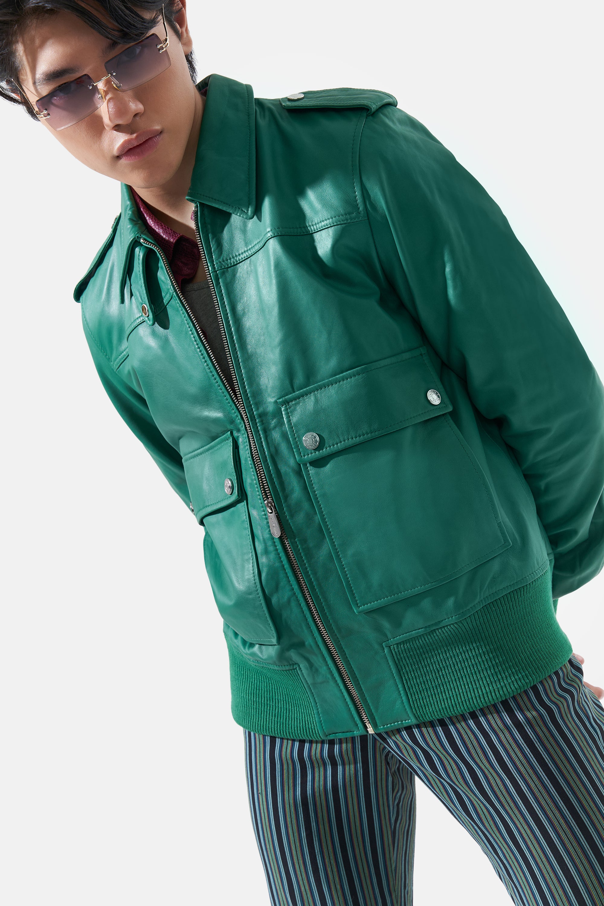 Castor - Leather Bomber Jacket - Shamrock Green