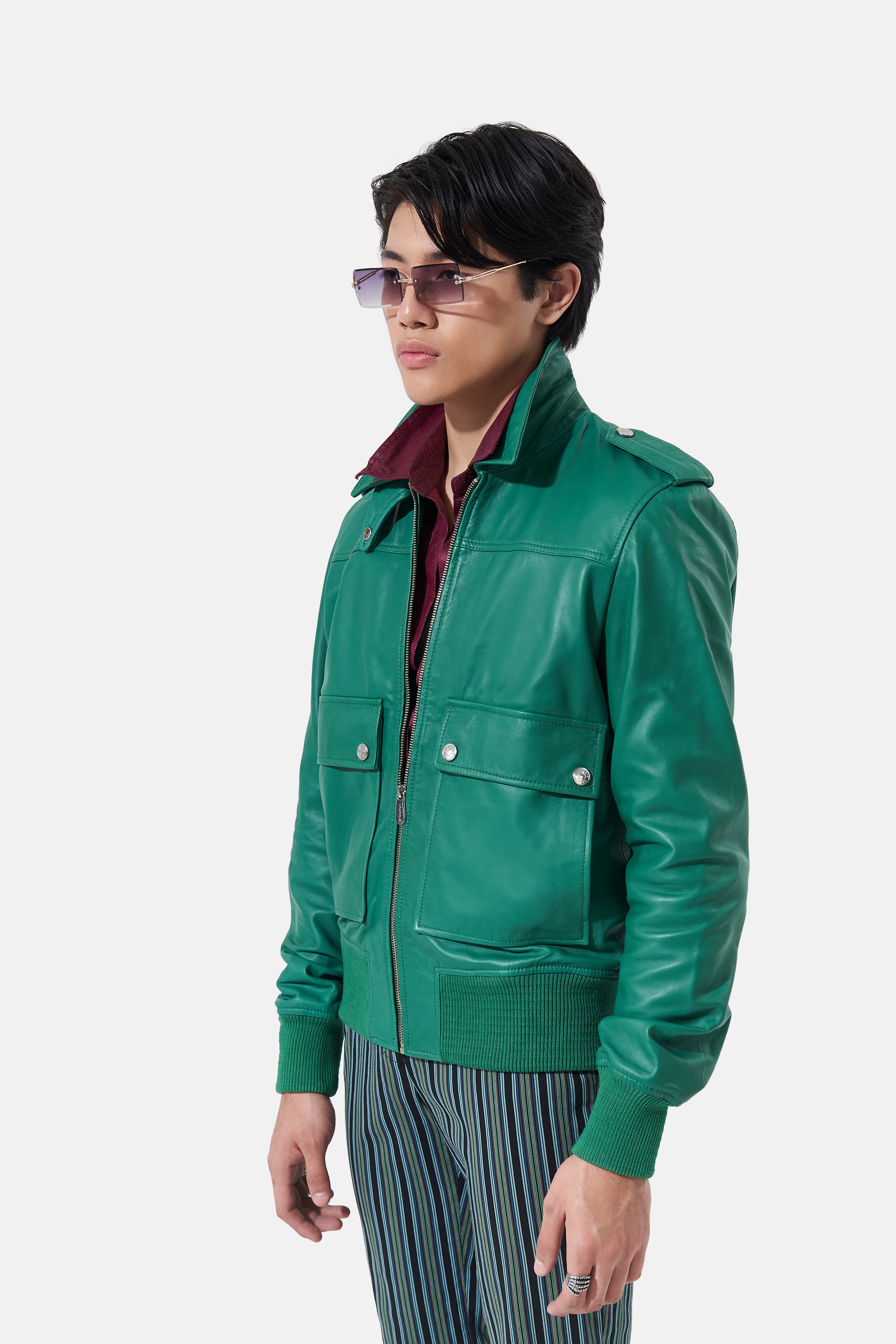 Castor - Leather Bomber Jacket - Shamrock Green