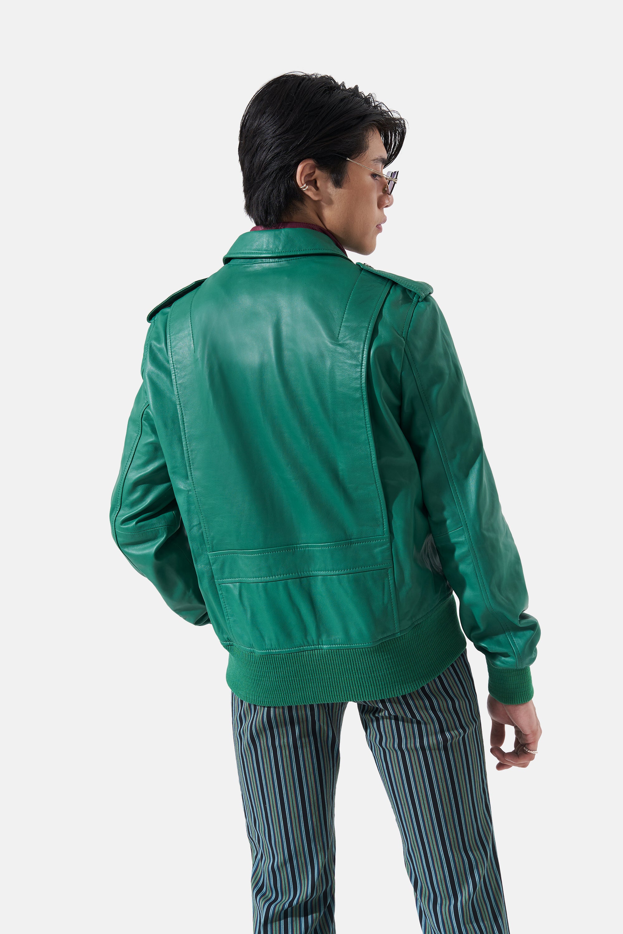 Castor - Leather Bomber Jacket - Shamrock Green