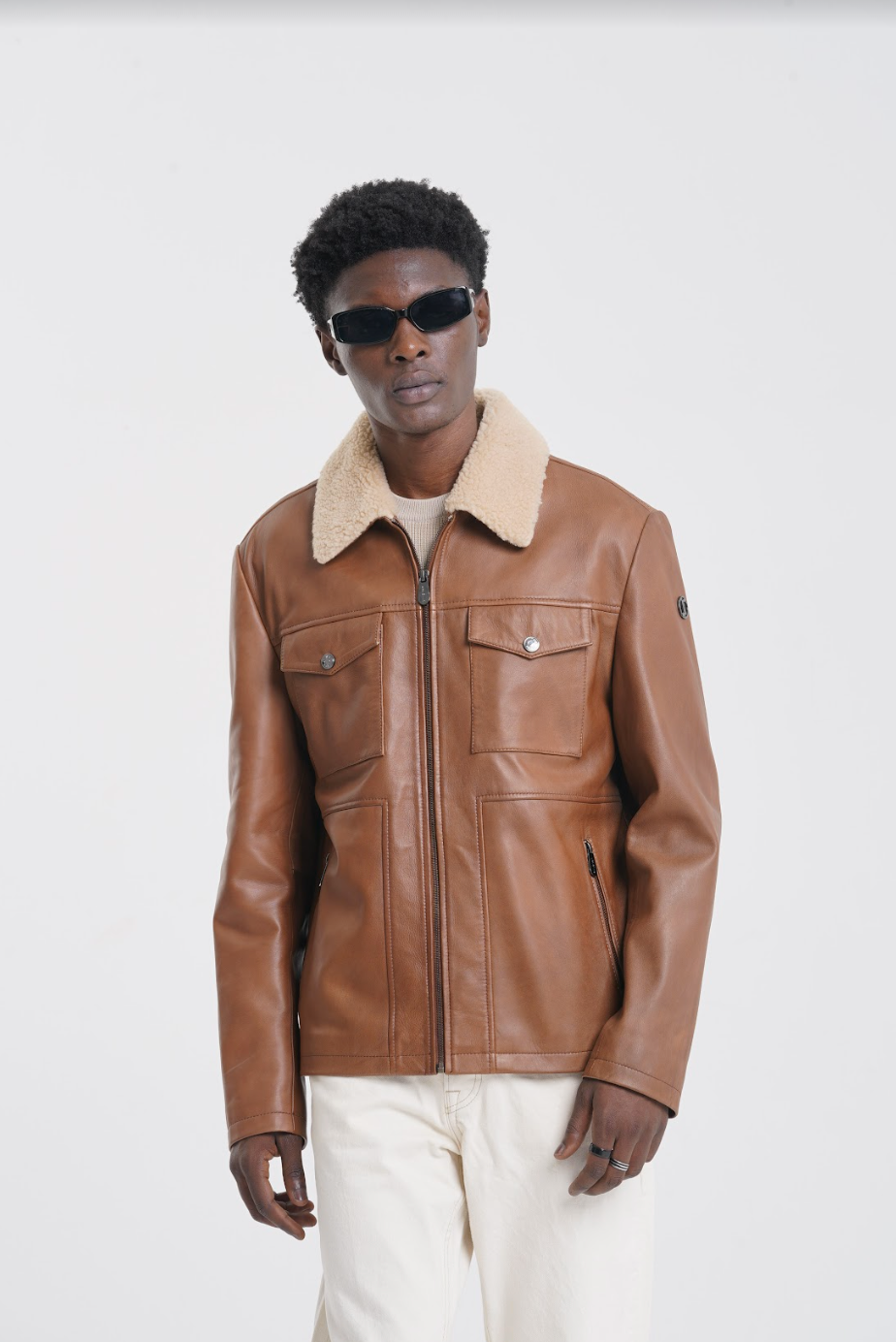 Axel - Fur Collar Jacket - Cognac