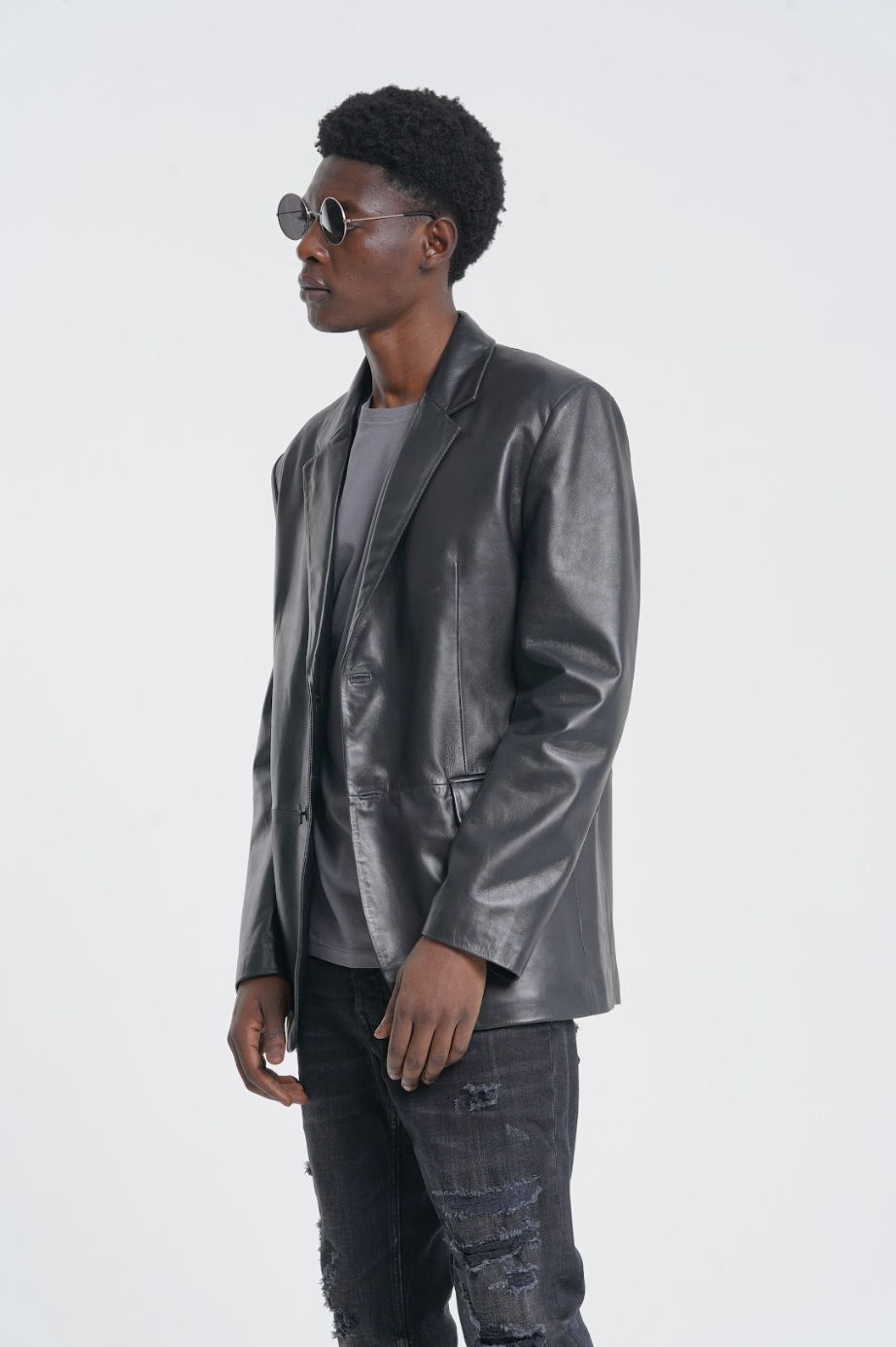 Jaxen - Leather Blazer - Black