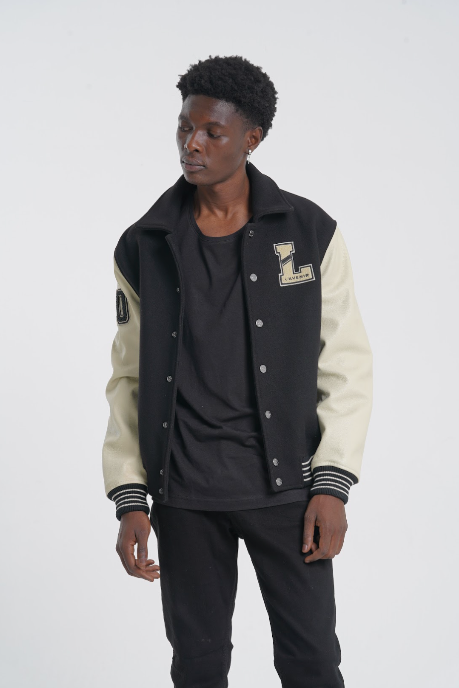 Ivar - Leather Varsity - Off White & Black