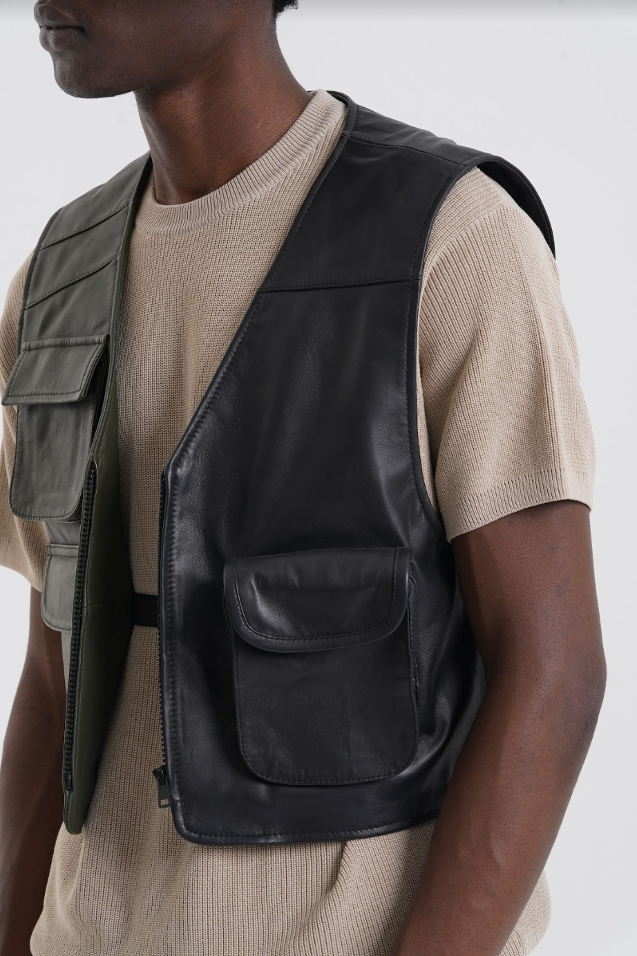 Bo - Utility Gilet - Khaki & Black