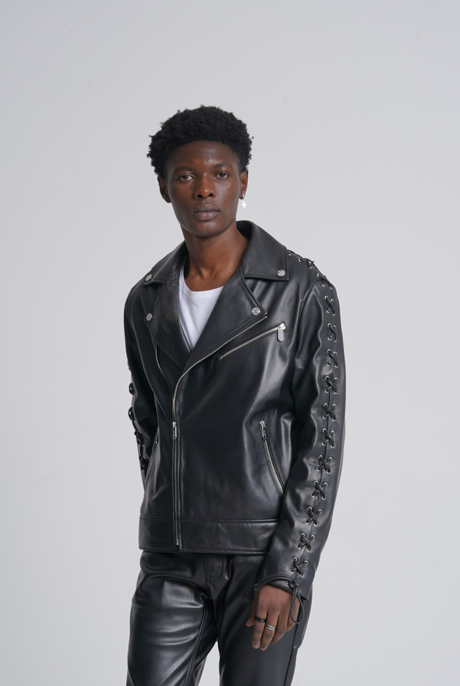 Tobias - Leather Biker Jacket - Black