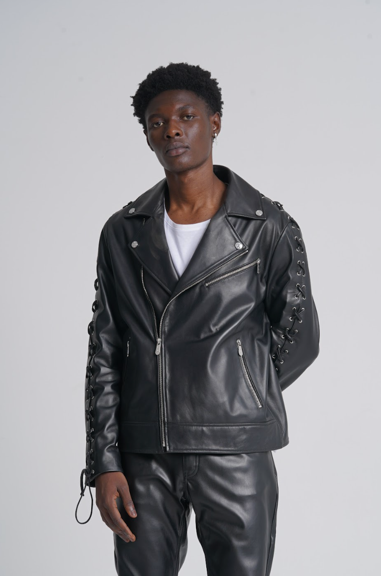 Tobias - Leather Biker Jacket - Black