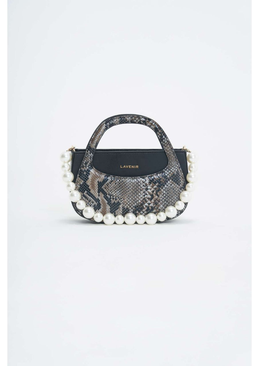 L'avenir - Moon Sling With Additional Pearl handle - Black With Python
